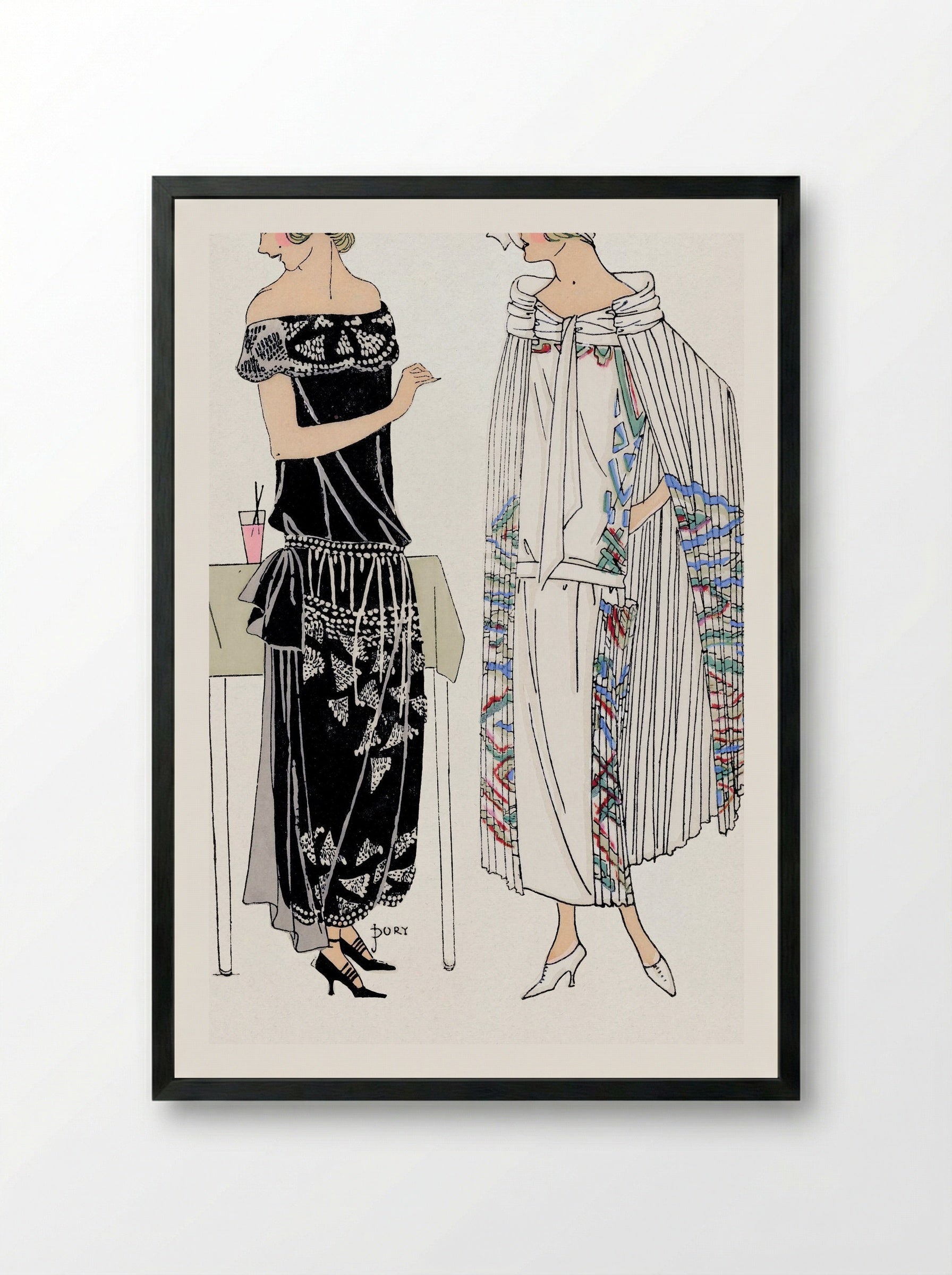 Fashion Plate from Très Parisien, No. 3 - Georges Dory - Framed Print Black
