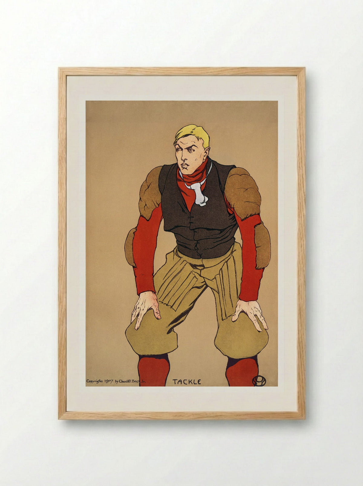 Tackle (American Football Player) - Edward Penfield - Framed Print Wood