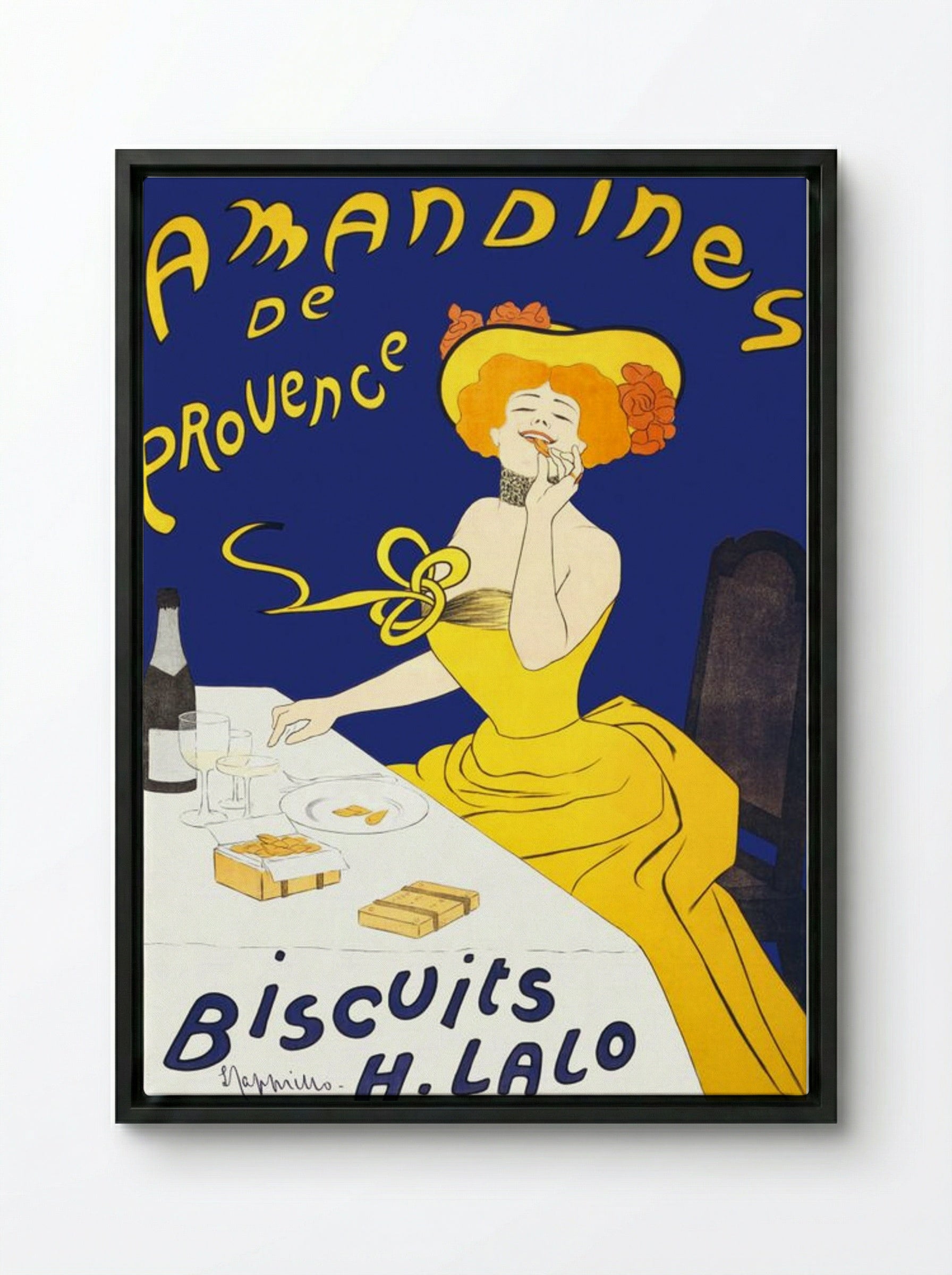 Amandines de Provence Biscuits H. Lalo - Leonetto Cappiello - Framed Canvas Black