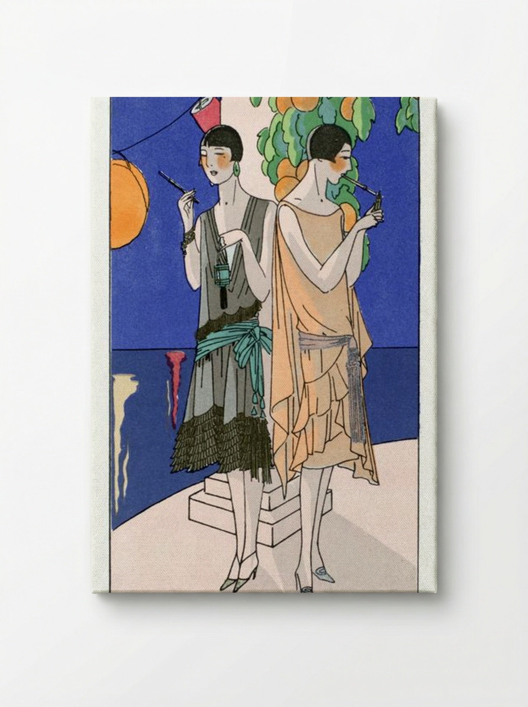 Two Young Women Smoking Cigarettes - Premet and George Doeuillet - Canvas