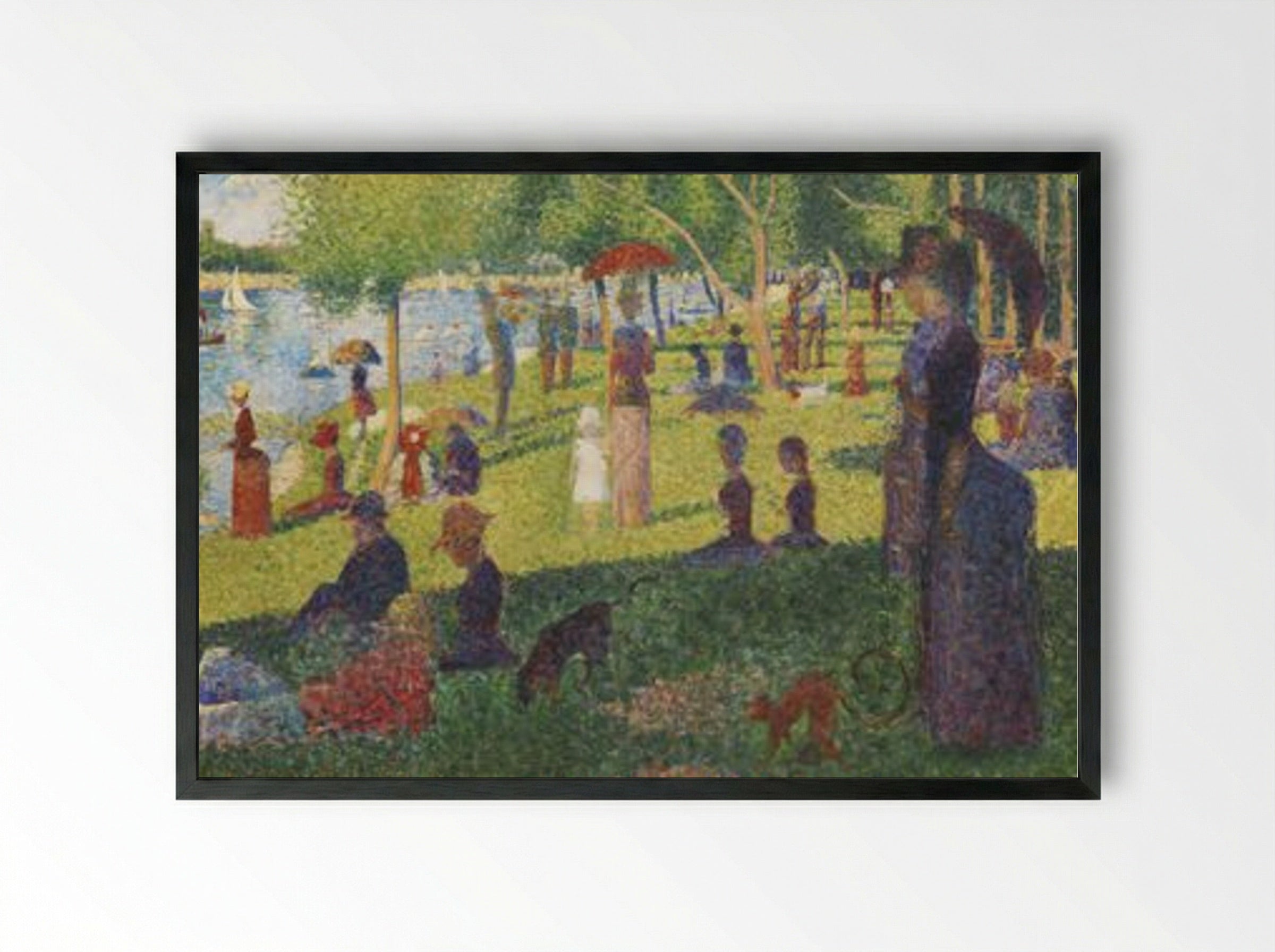 Study for A Sunday on La Grande Jatte - Georges Seurat - Framed Print Black