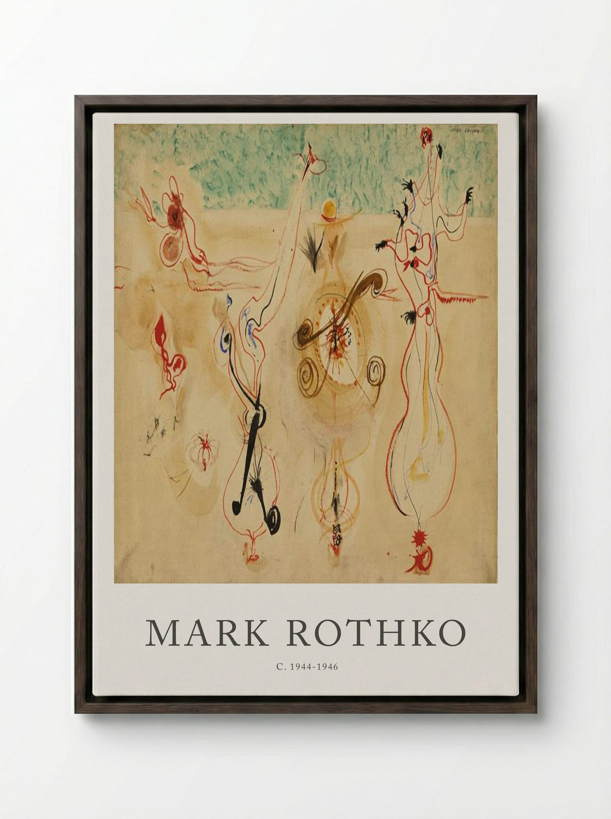 Untitled (Biomorphic Figures) - Mark Rothko - Framed Canvas Dark Wood