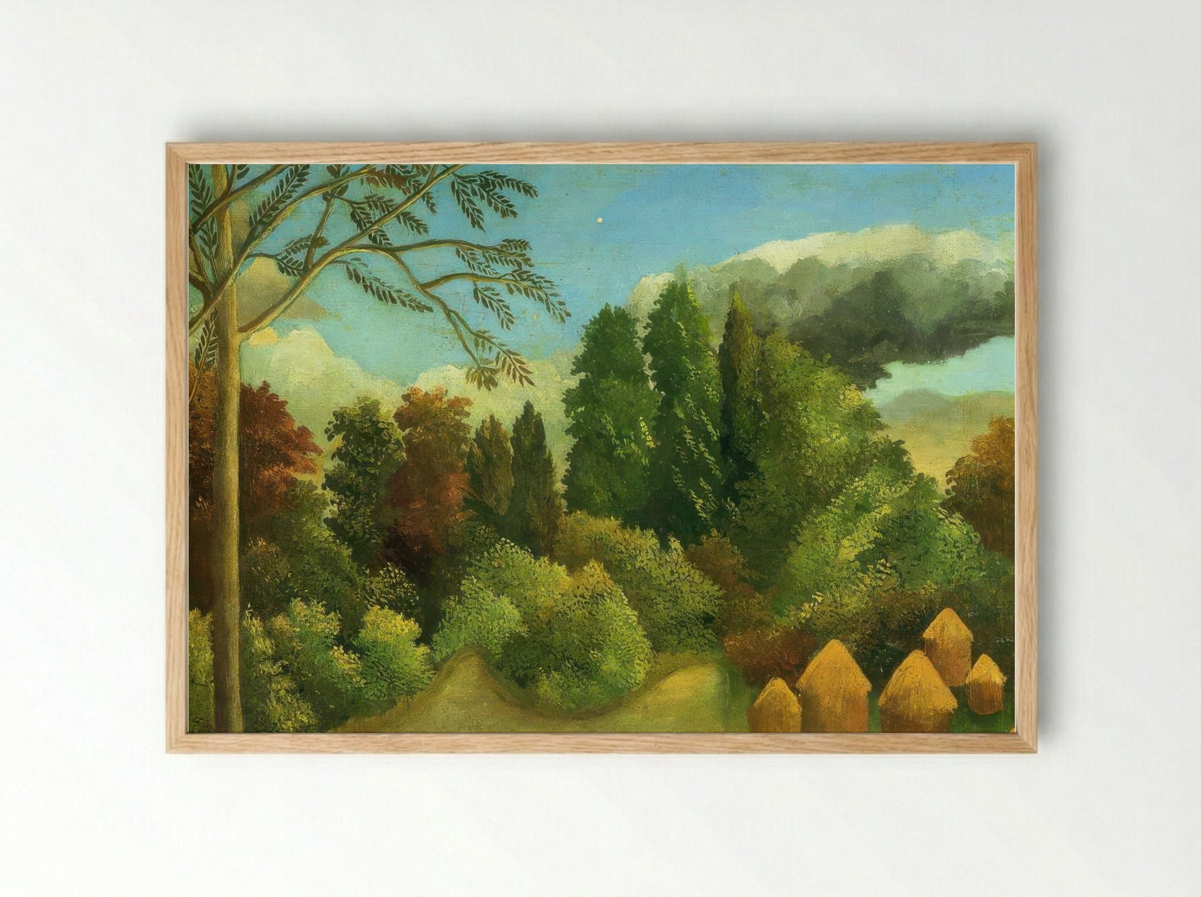 View of the Banks of the Oise by Henri Rousseau – Naïve Art French River - Framed Print Wood