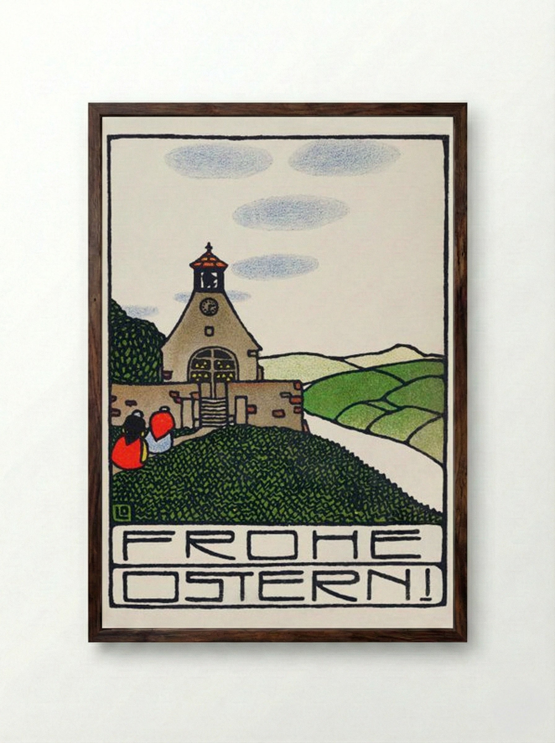 Happy Easter - Otto Friedrich Carl Lendecke - Framed Print Dark Wood