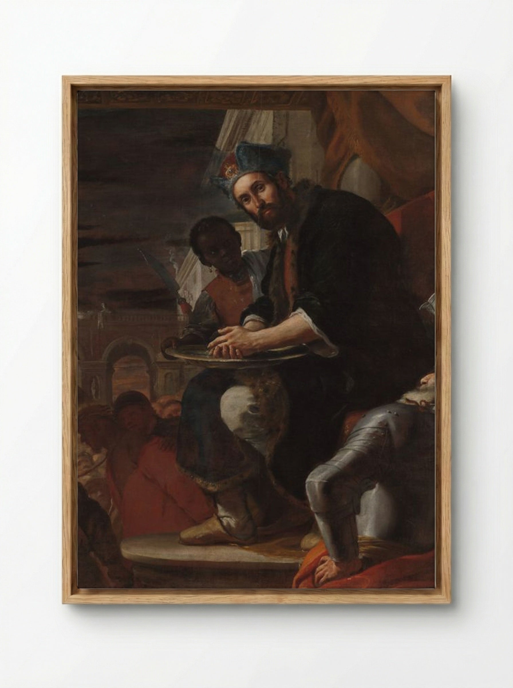 Pilate Washing His Hands - Mattia Preti - Framed Canvas Wood