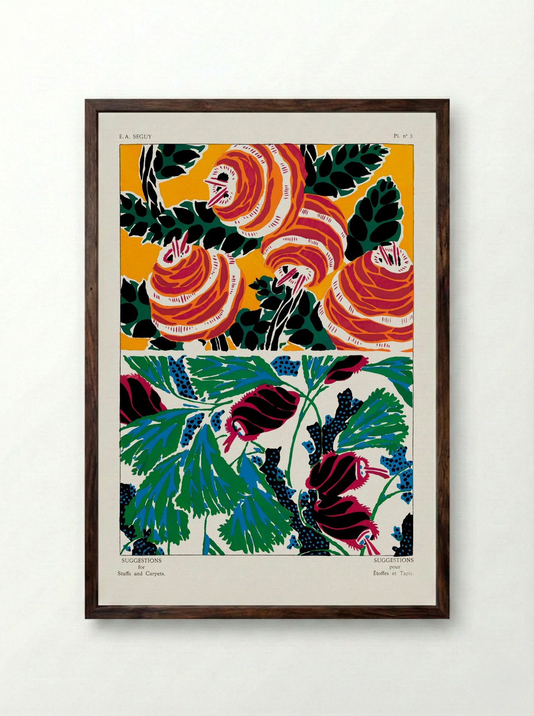 Suggestions pour Étoffes et Tapis, Plate No. 3 - Émile-Allain Séguy - Framed Print Dark Wood