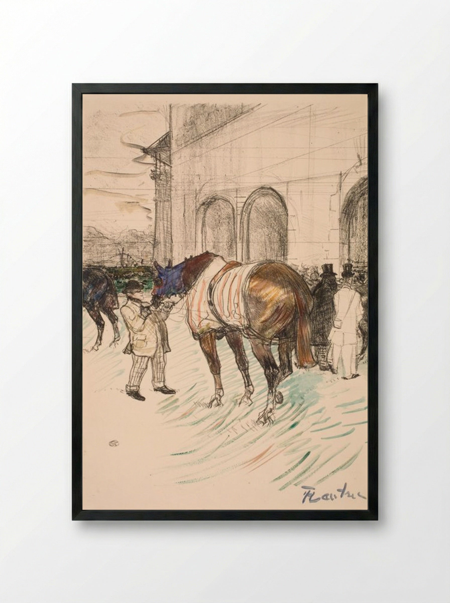 The Racetrack - Henri de Toulouse-Lautrec - Framed Print Black