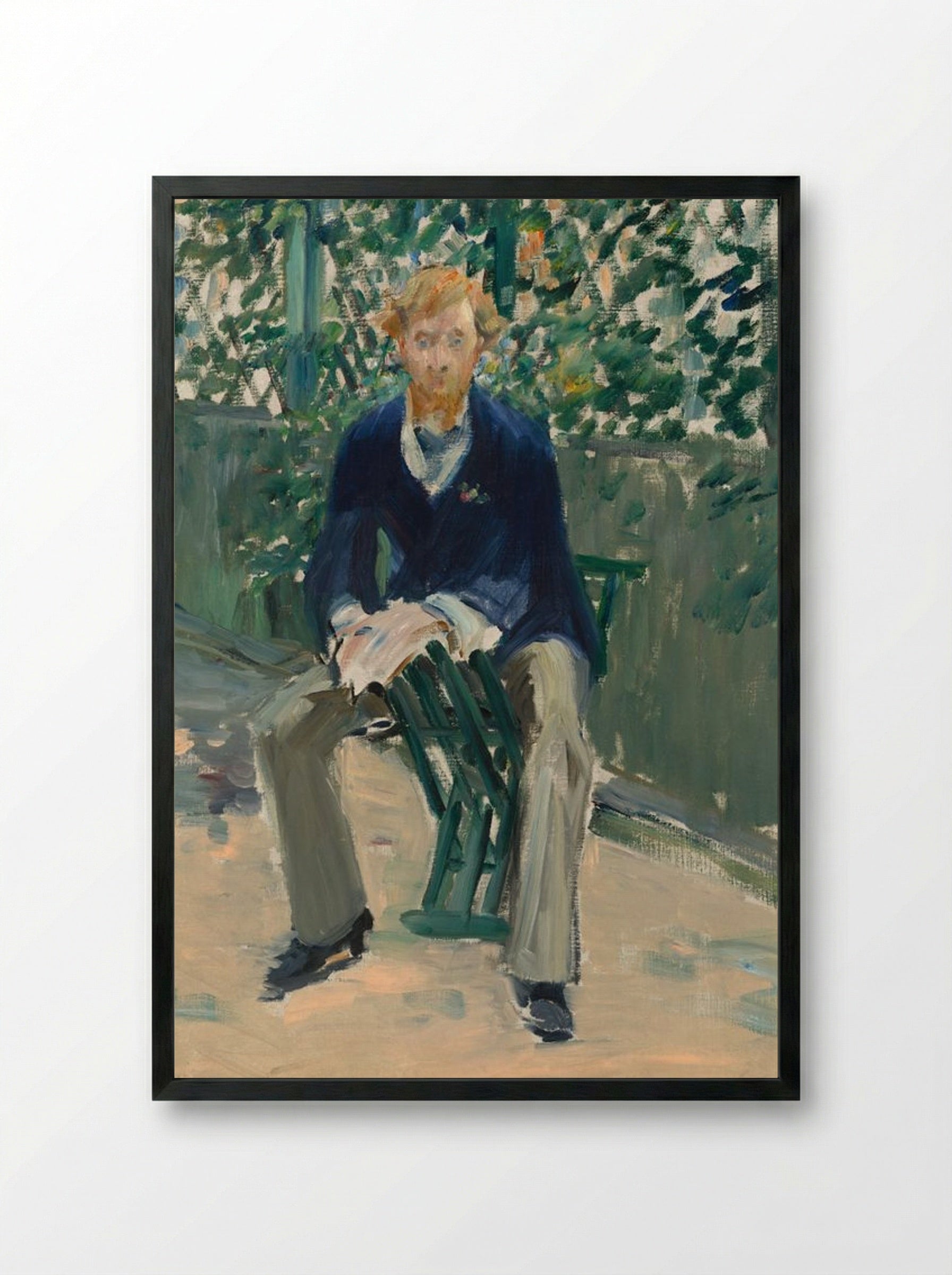 George Moore in the Artist's Garden - Édouard Manet - Framed Print Black
