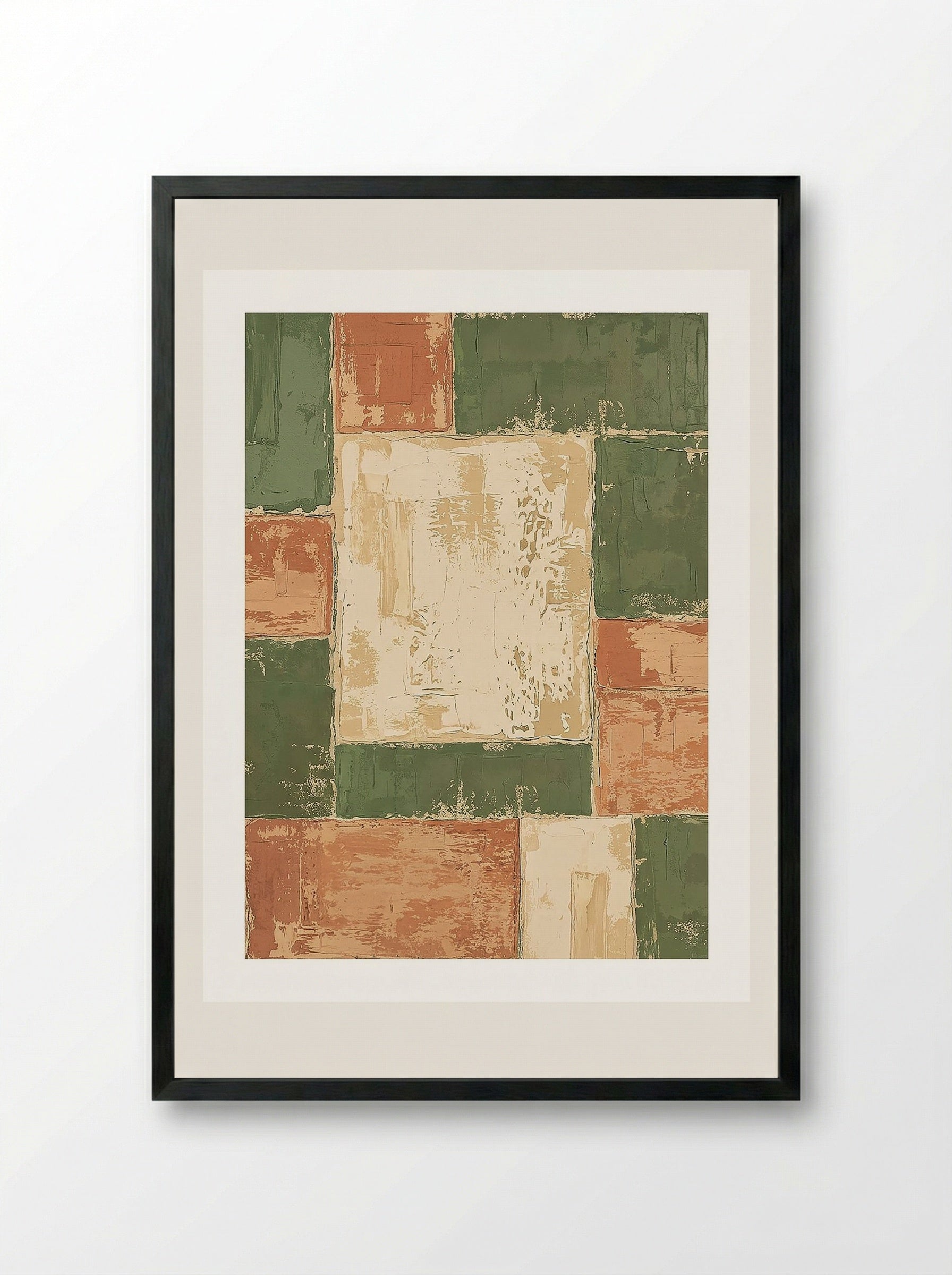 Terracotta Patchwork Poster - Framed Print Black