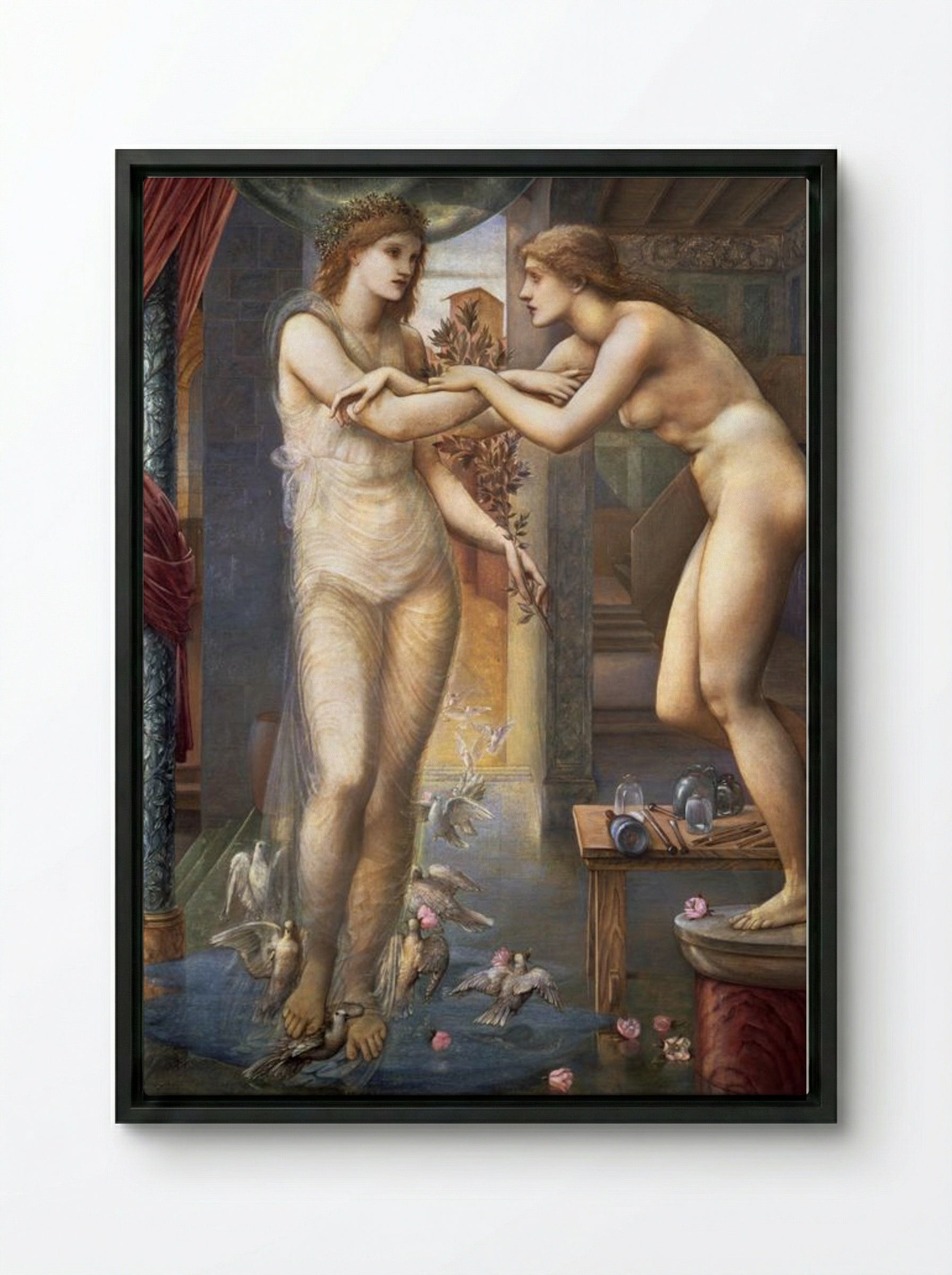 Pygmalion and the Image: The Godhead Fires - Edward Burne-Jones - Framed Canvas Black