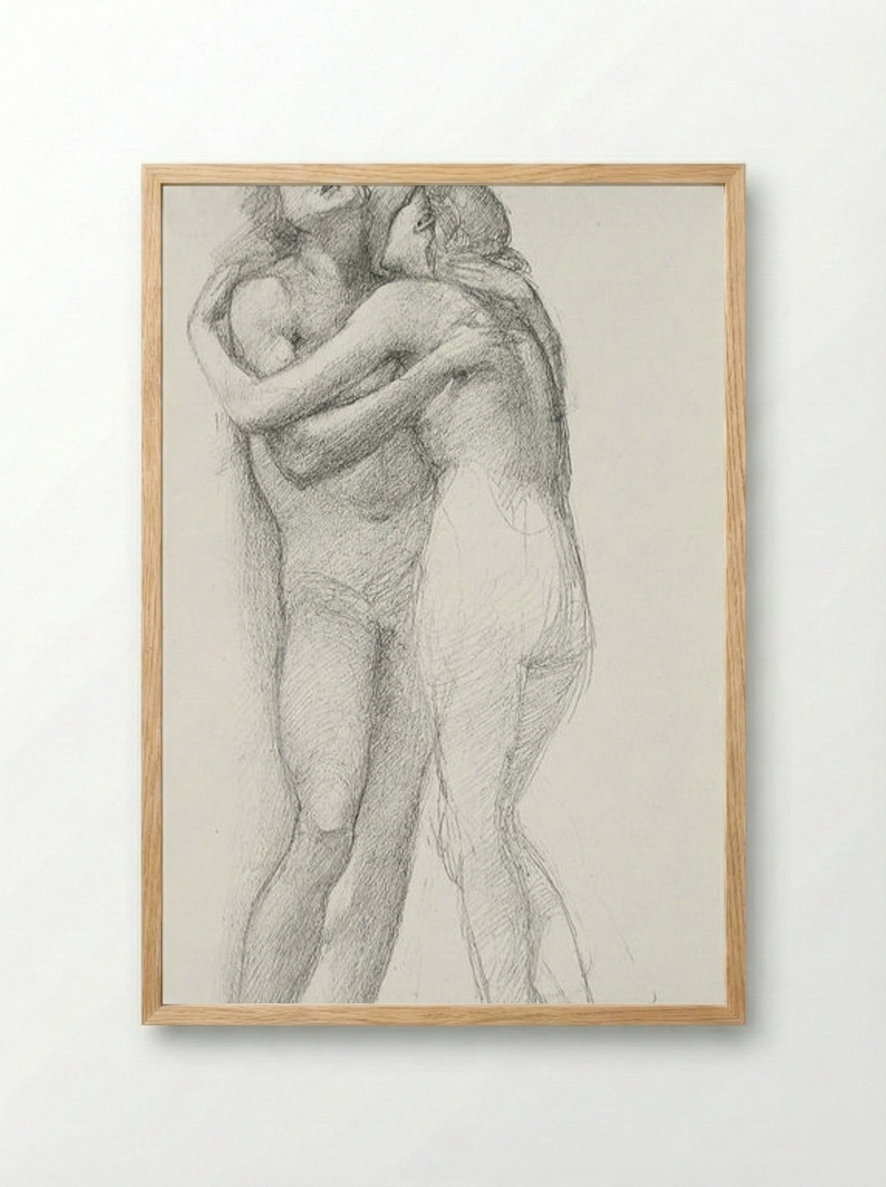 Two Nudes Embracing (Study) - Edward Burne-Jones - Framed Print Wood