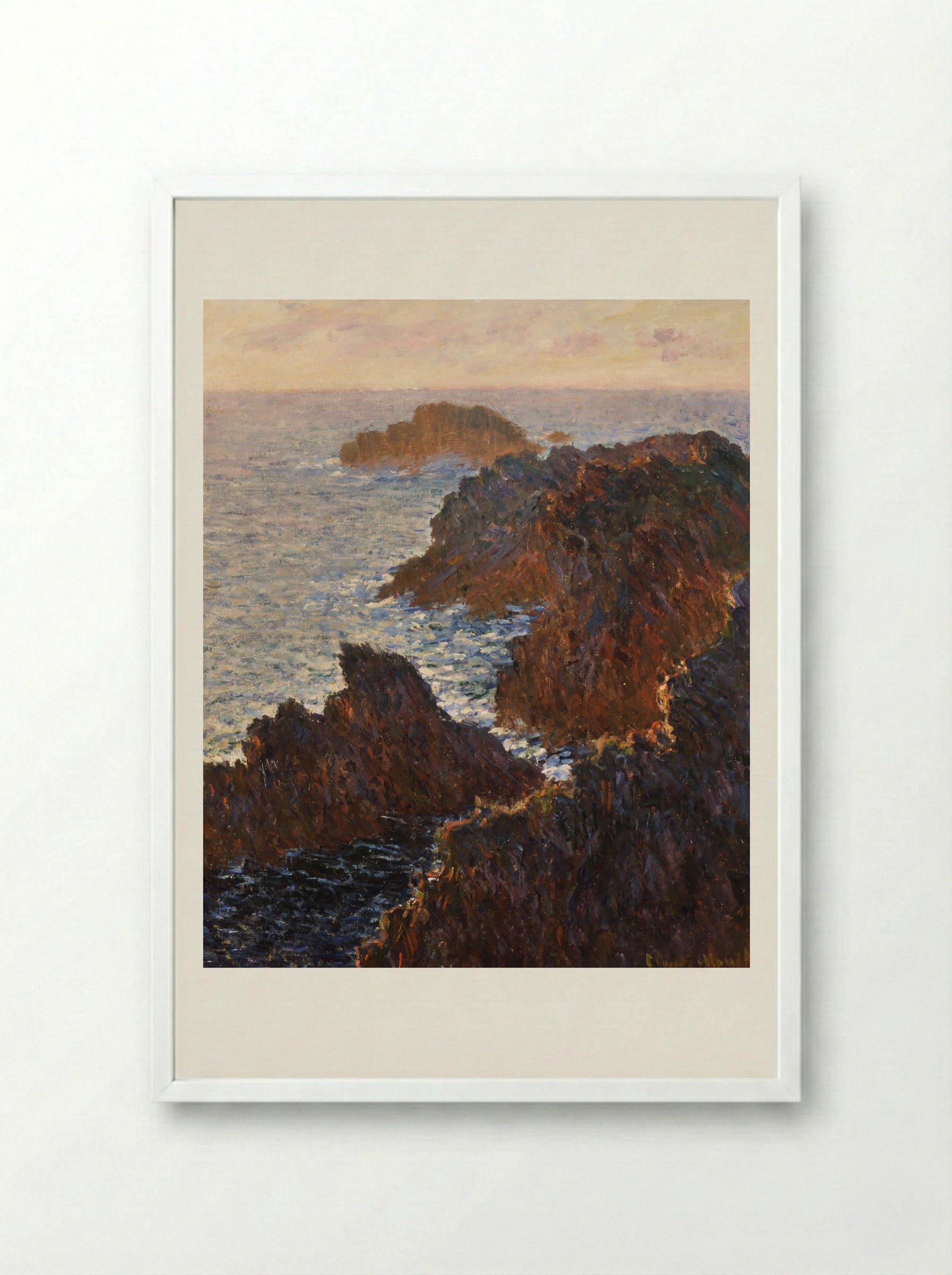 Rocks at Belle-Île, Port-Domois - Claude Monet - Framed Print White