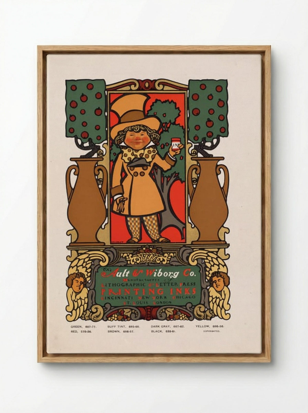 The Ault & Wiborg Co. (Printing Inks Advertisement) - Will H. Bradley - Framed Canvas Wood
