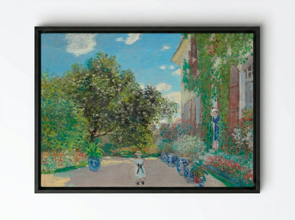 The Artist's House at Argenteuil - Claude Monet - Framed Canvas Black