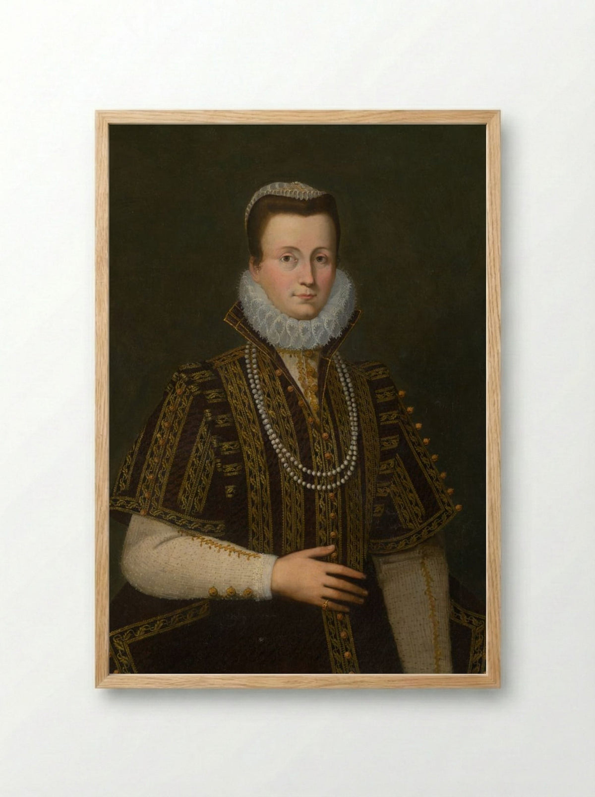 Portrait of a Lady with White Ruff - Fine Art Print - Framed Print Wood