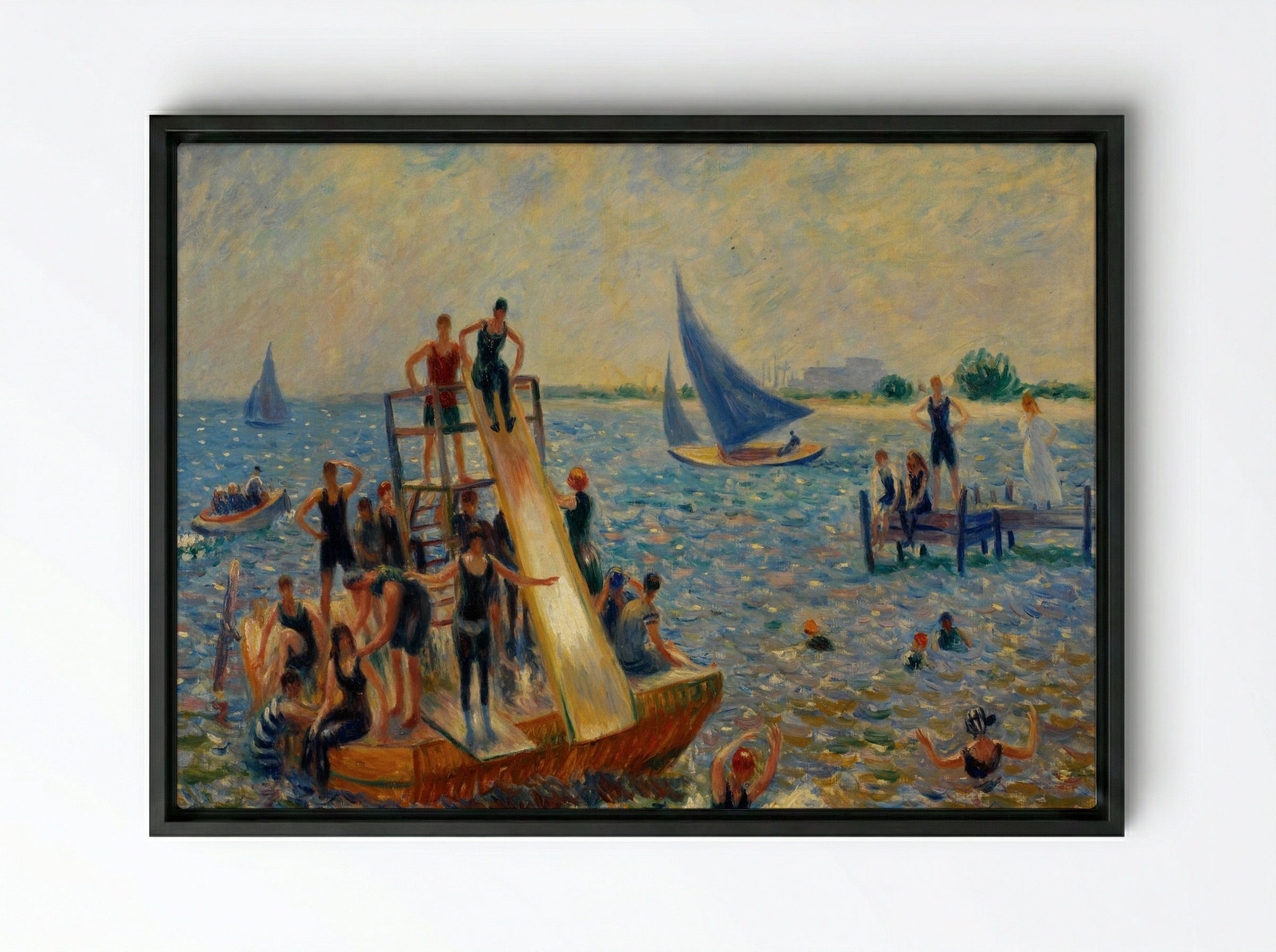 The Raft - William James Glackens - Framed Canvas Black