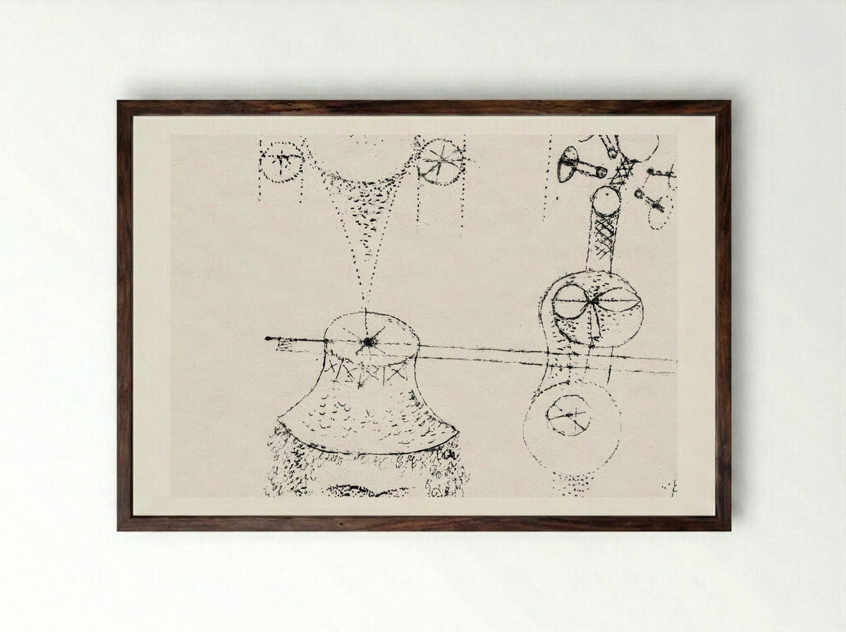 In Memory of an All-Girl Band - Paul Klee - Framed Print Dark Wood