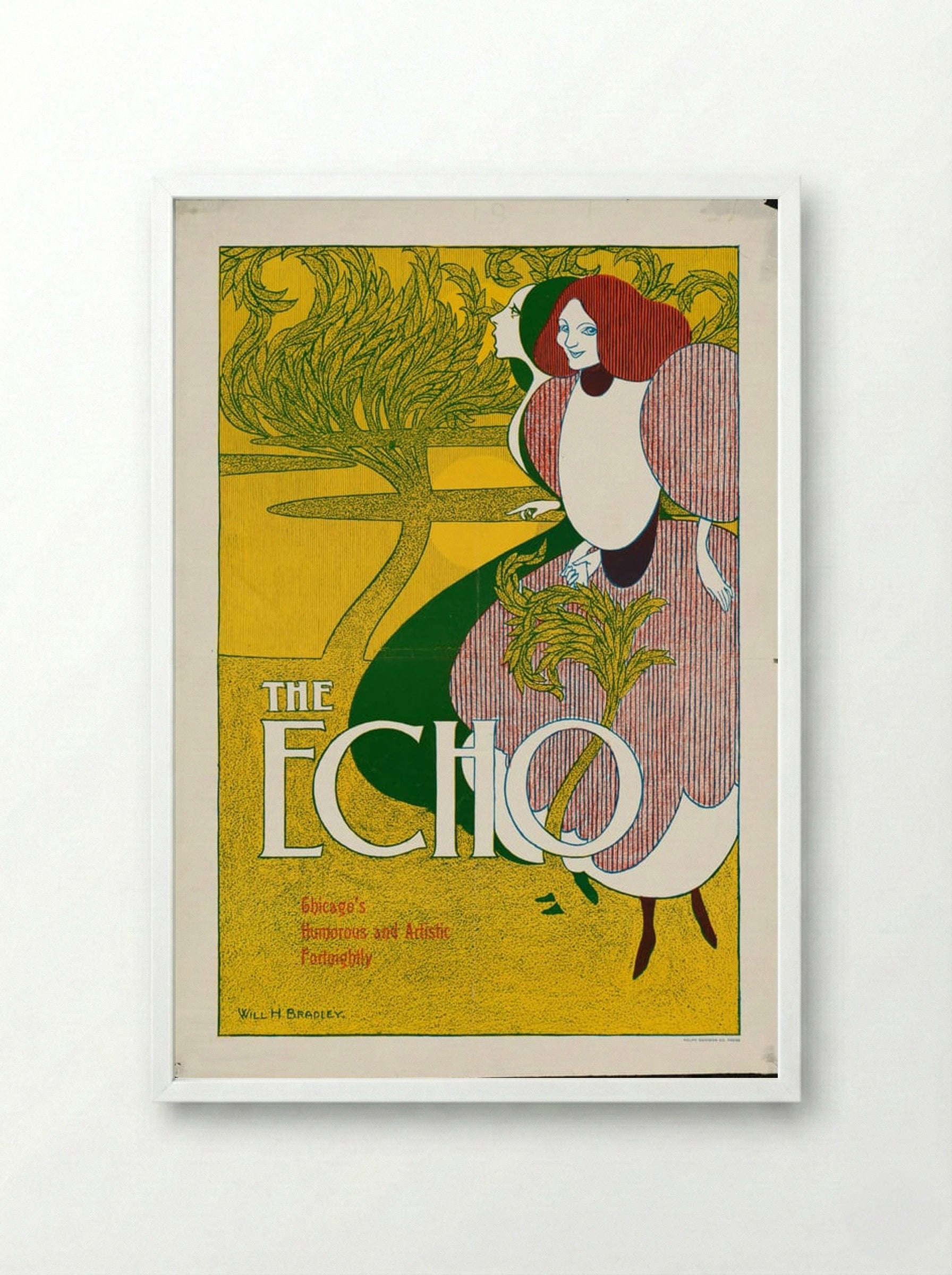 The Echo - Will H. Bradley - Framed Print White