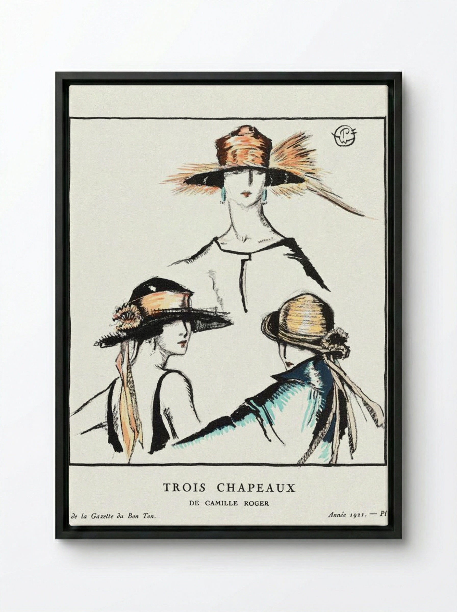 Trois Chapeaux (Three Hats) - Porter Woodruff - Framed Canvas Black