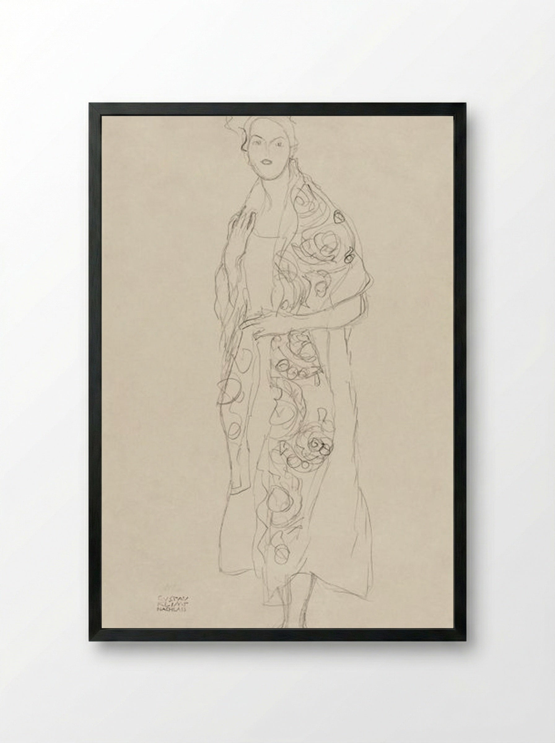 Portrait of a Woman - Gustav Klimt - Framed Print Black