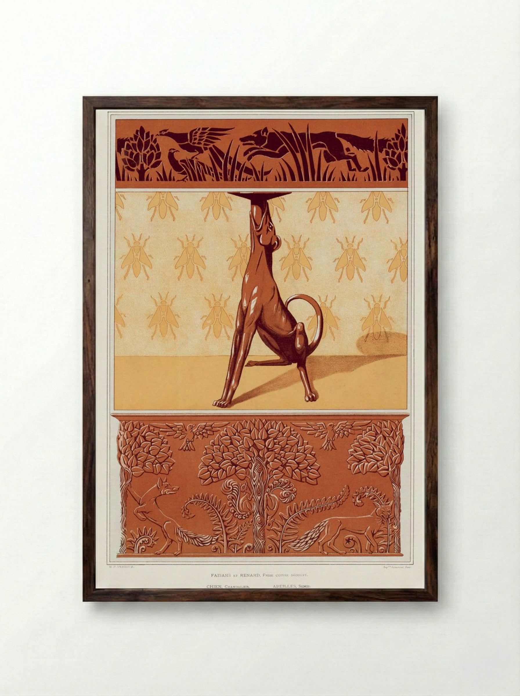 L'Animal dans la Décoration, Plate 26 - Fine Art Print - Framed Print Dark Wood