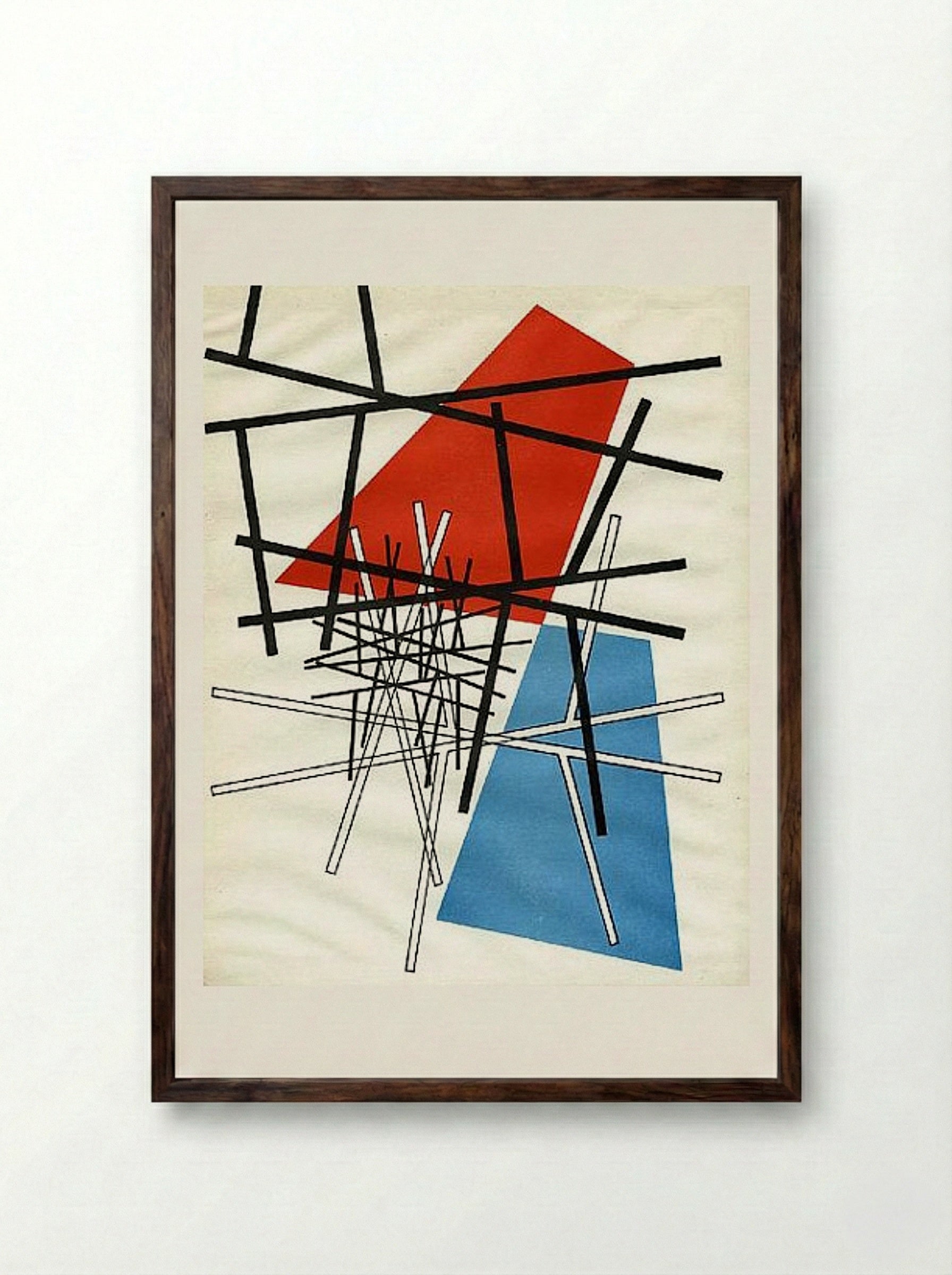 O. T.(Croisement de droites, plans) - Sophie Taeuber-Arp - Framed Print Dark Wood
