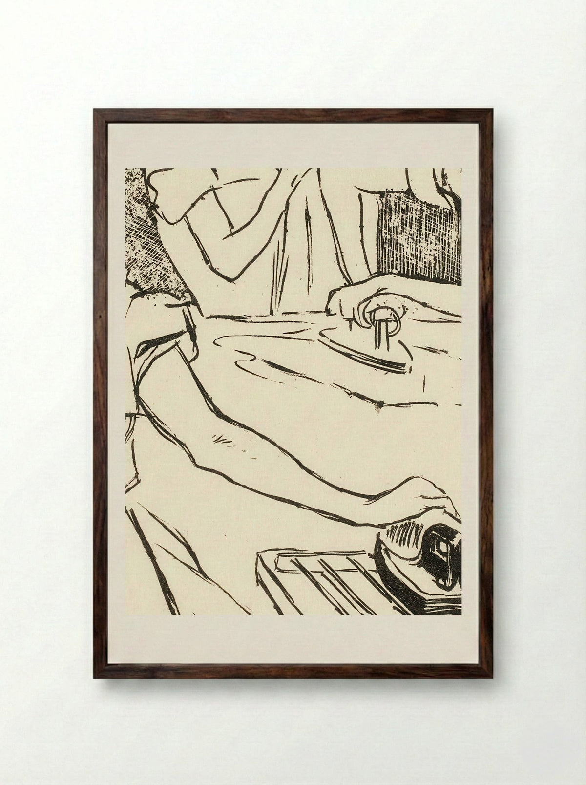 Les Blanchisseuses - Théophile Alexandre Steinlen - Framed Print Dark Wood
