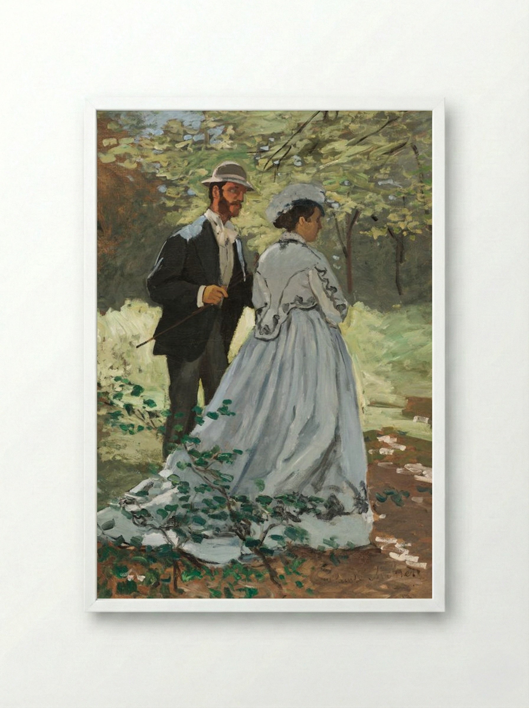 Bazille and Camille - Claude Monet - Framed Print White