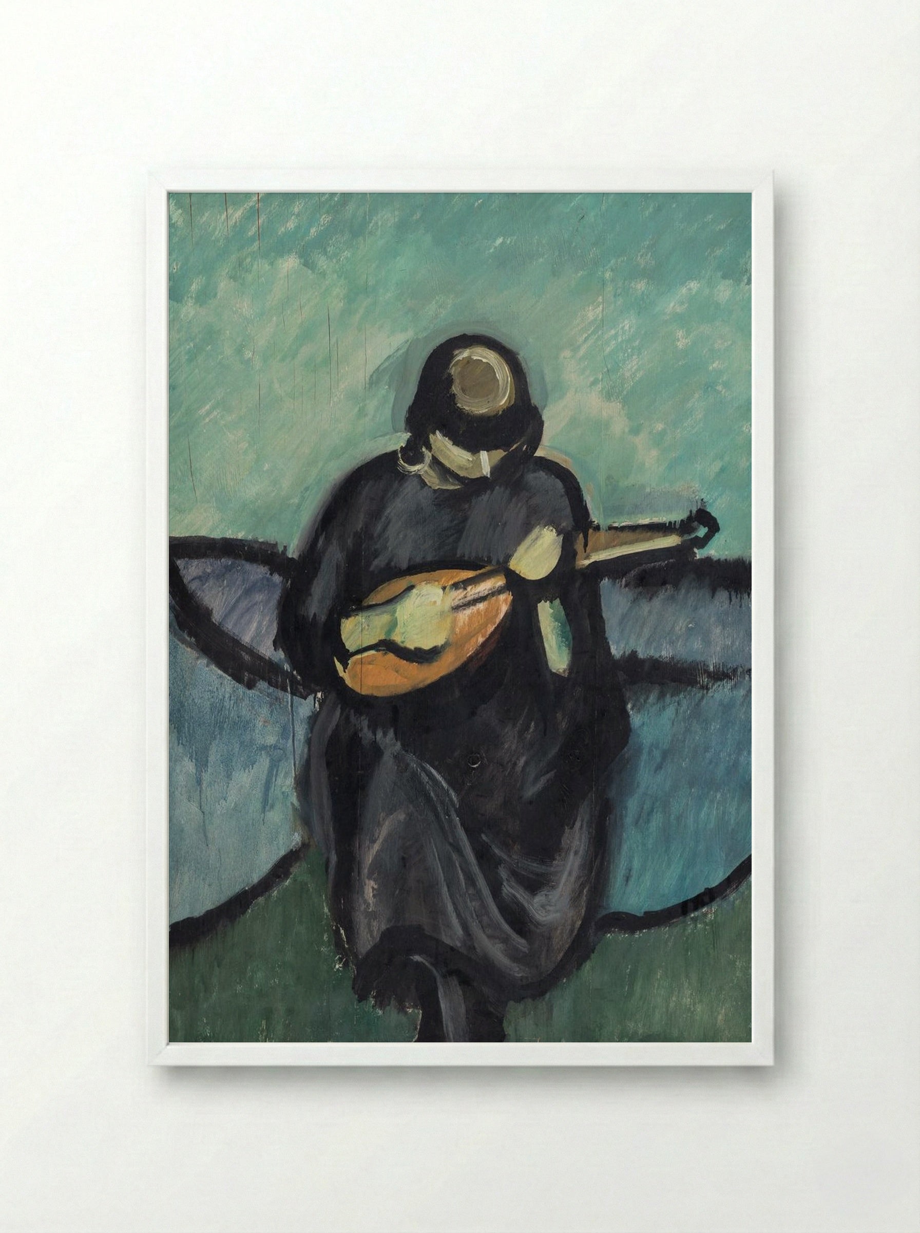 Mandolin Player - Harald Giersing - Framed Print White