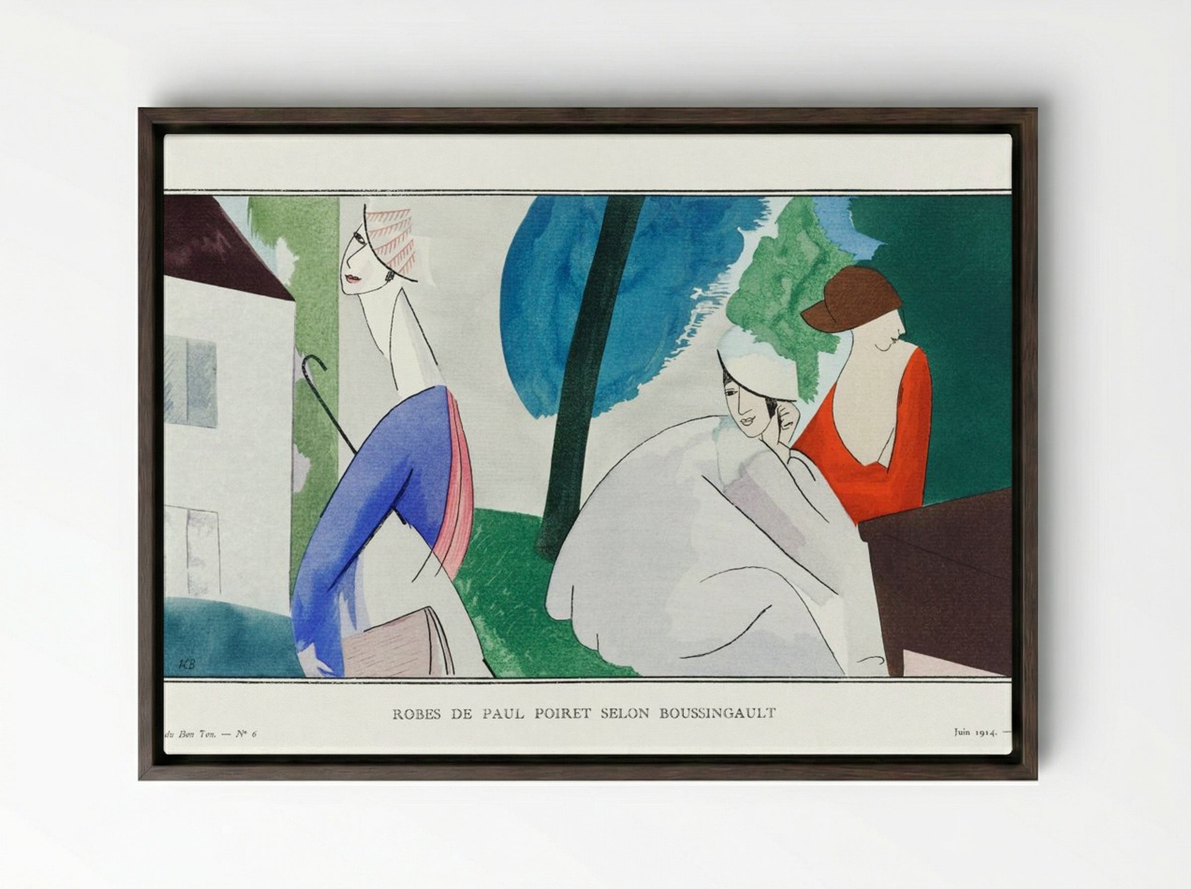 Robes de Paul Poiret selon Boussingault - Jean-Louis Boussingault - Framed Canvas Dark Wood