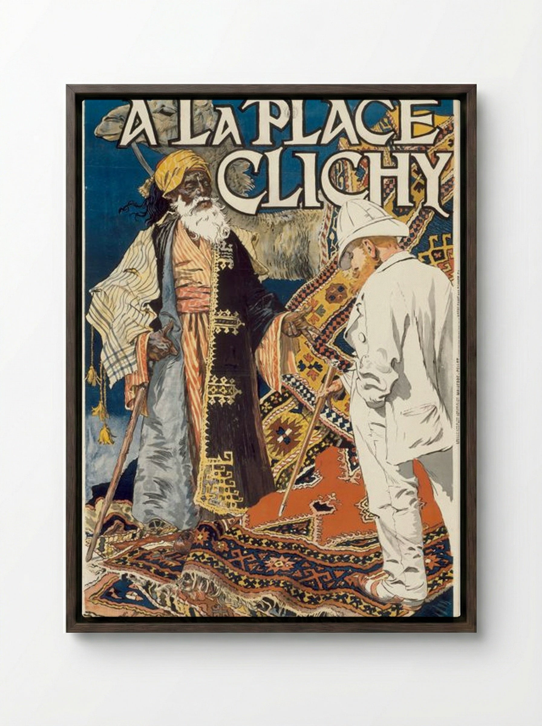 A la Place Clichy - Eugène Samuel Grasset - Framed Canvas Dark Wood
