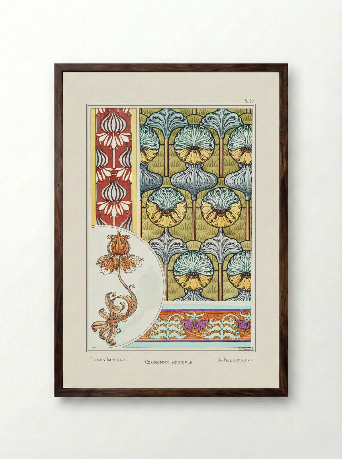 Couronne Impériale (Crown Imperial) from La Plante et ses Applications ornementales - Maurice Pillard Verneuil - Framed Print Dark Wood