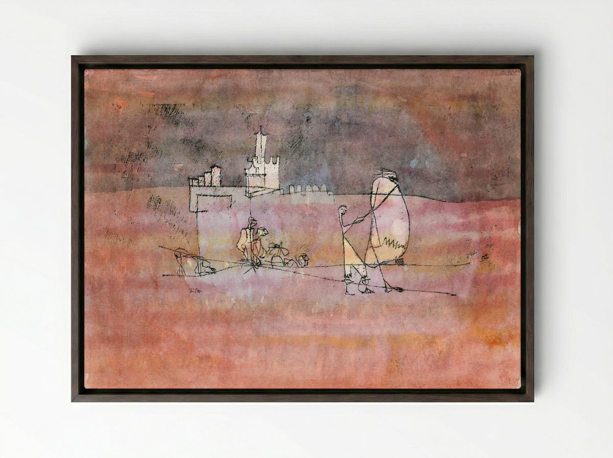 Episode Before an Arab Town - Paul Klee - Framed Canvas Dark Wood