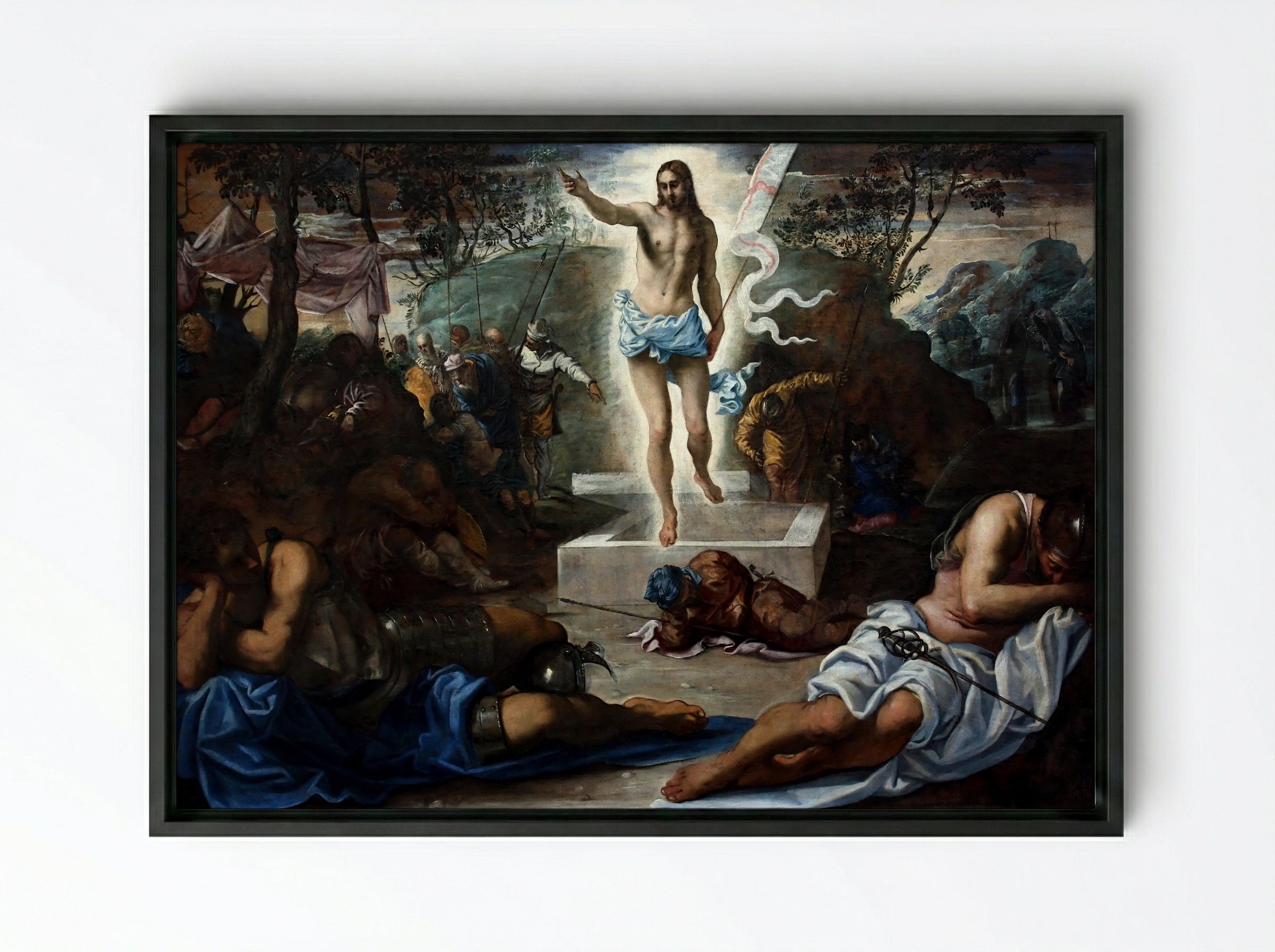 La Resurrezione (The Resurrection) - Tintoretto - Framed Canvas Black