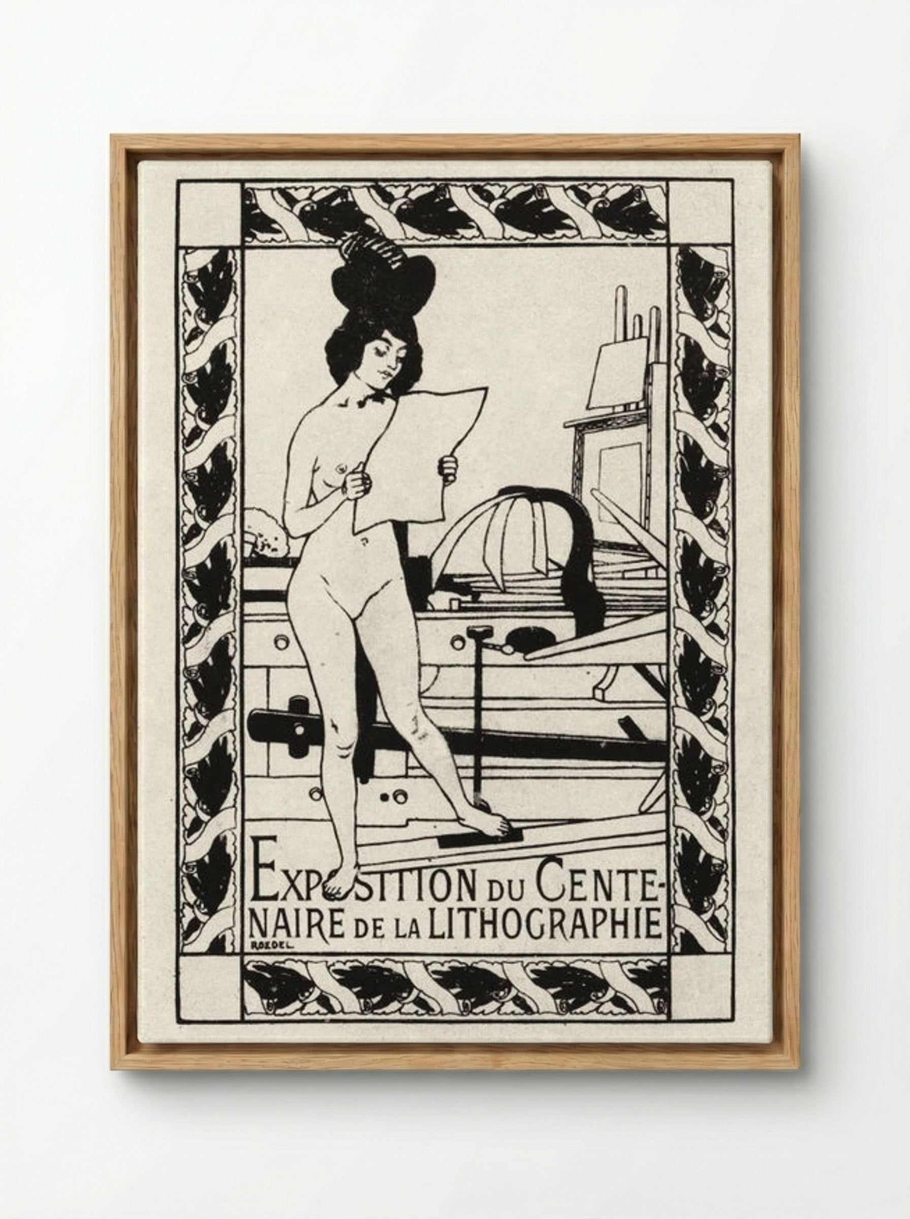 Exposition du Centenaire de la Lithographie - Auguste Roedel - Framed Canvas Wood