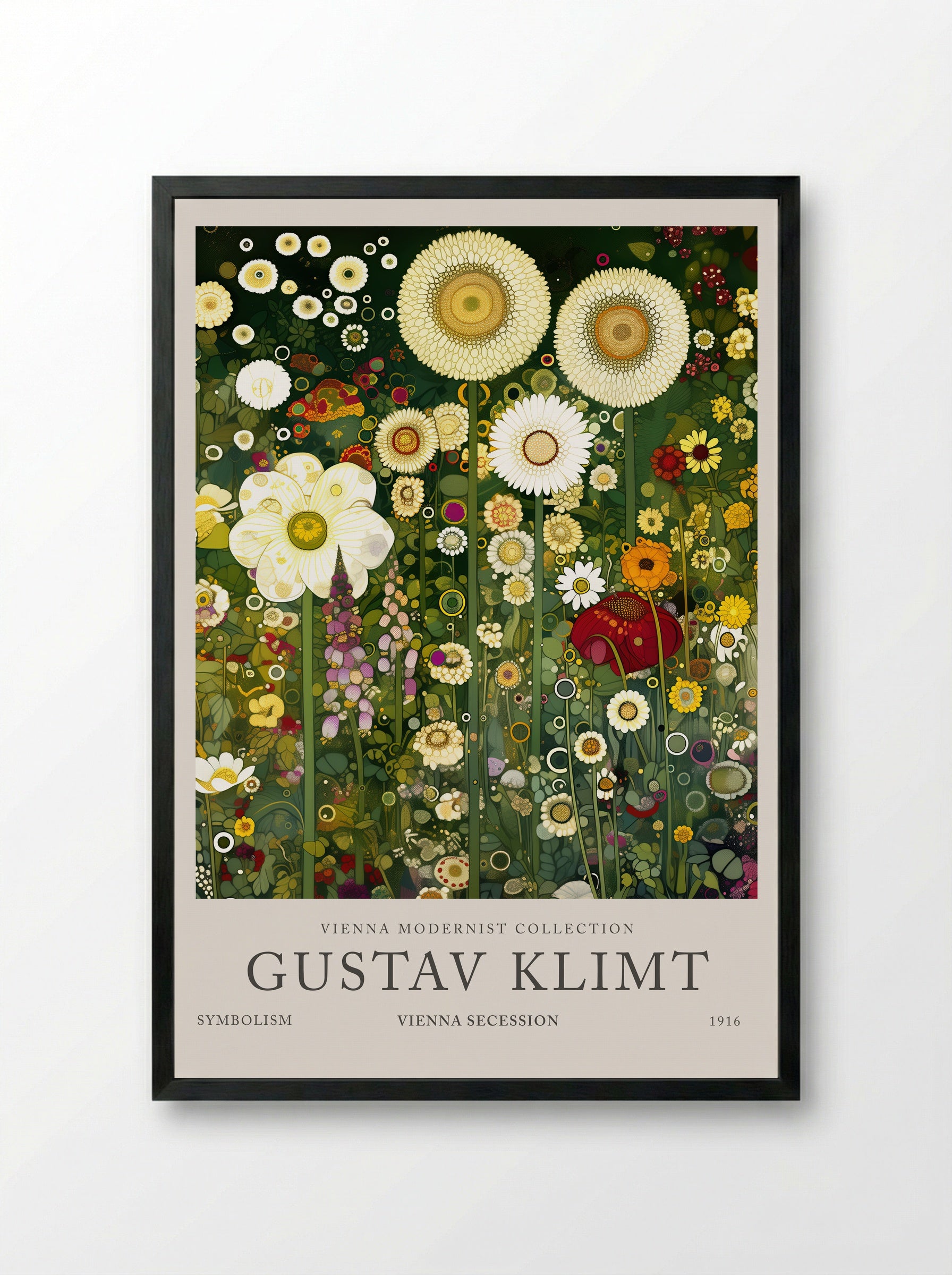 Summer Garden Echo - Gustav Klimt - Framed Print Black