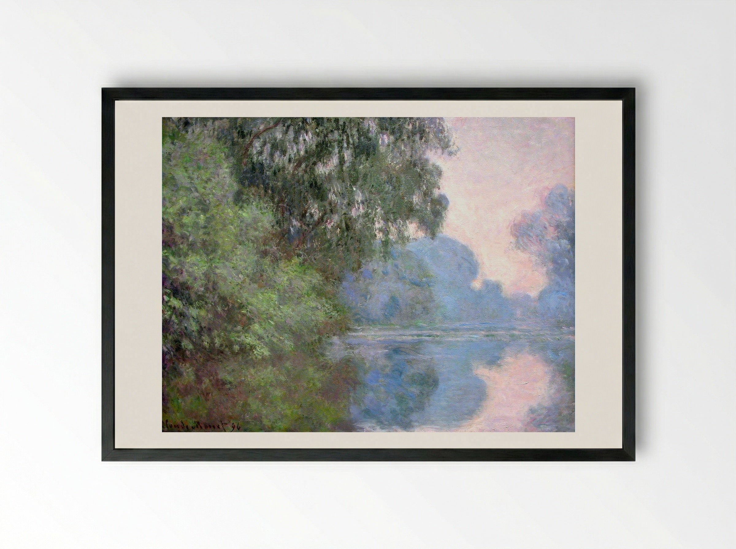 Morning on the Seine near Giverny - Claude Monet - Framed Print Black