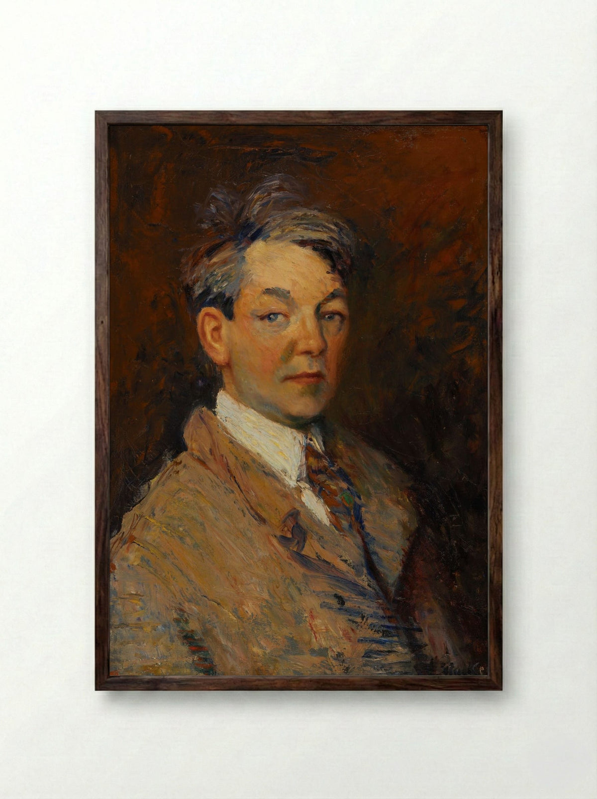 Self-Portrait - William James Glackens - Framed Print Dark Wood