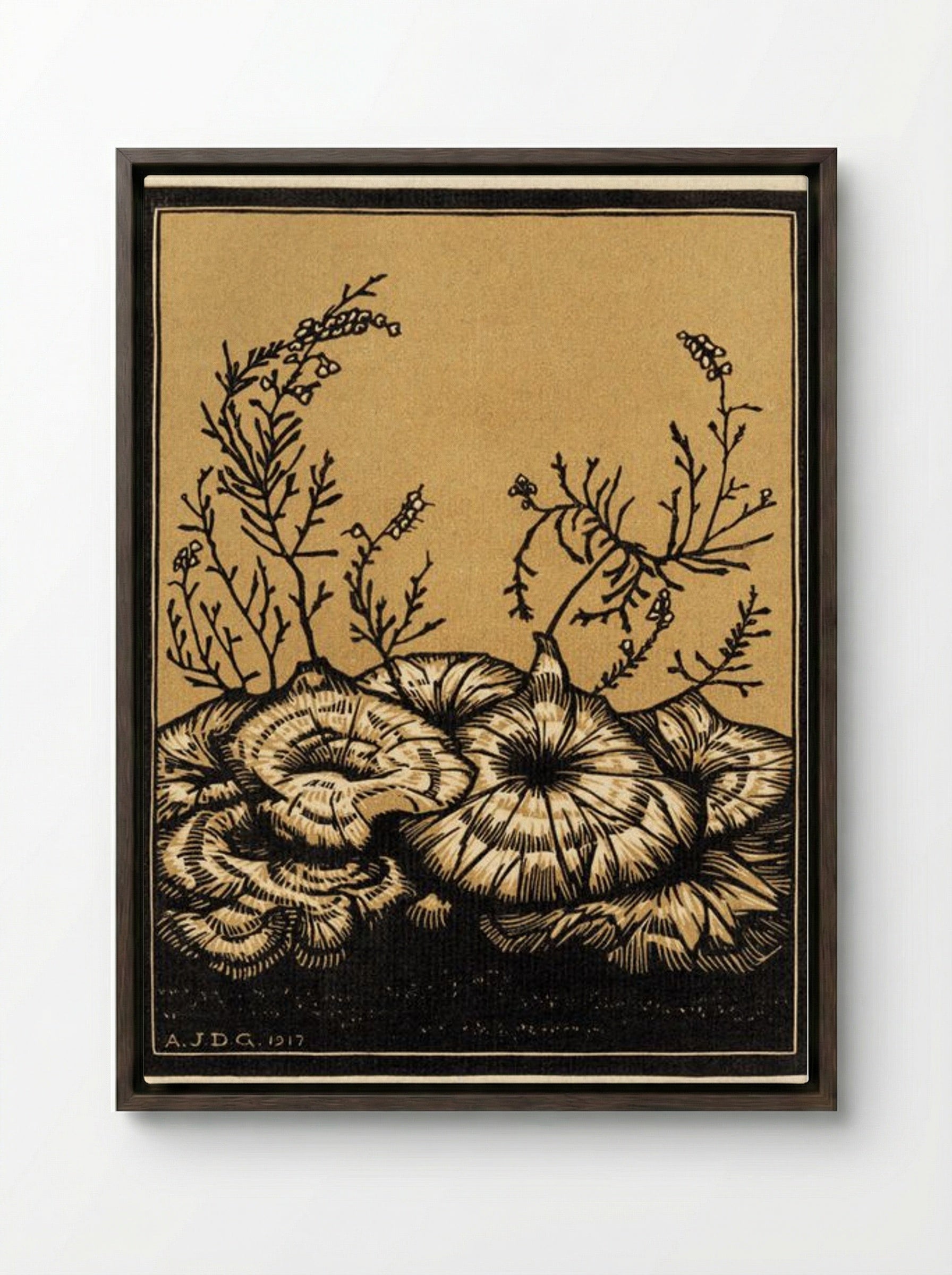 Blossoming Plants - Julie de Graag - Framed Canvas Dark Wood