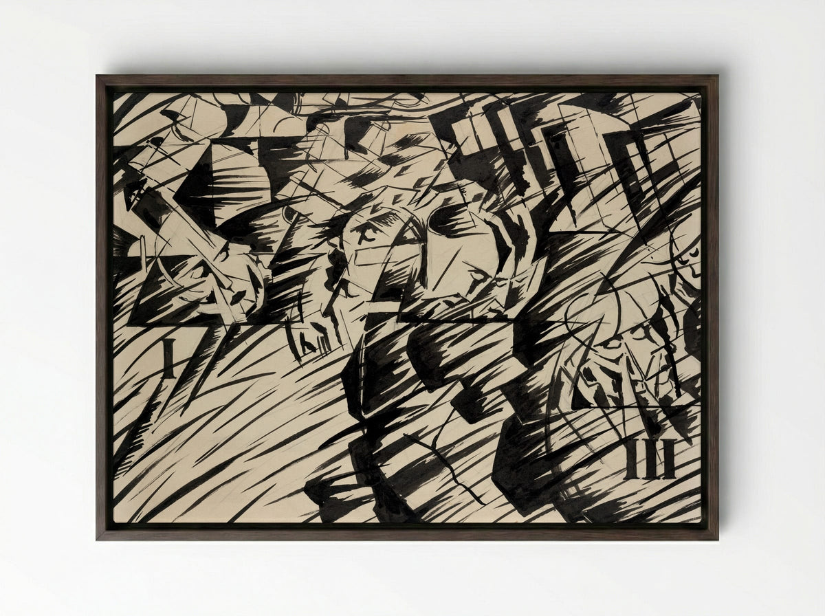 States of Mind I: The Farewells - Umberto Boccioni - Framed Canvas Dark Wood
