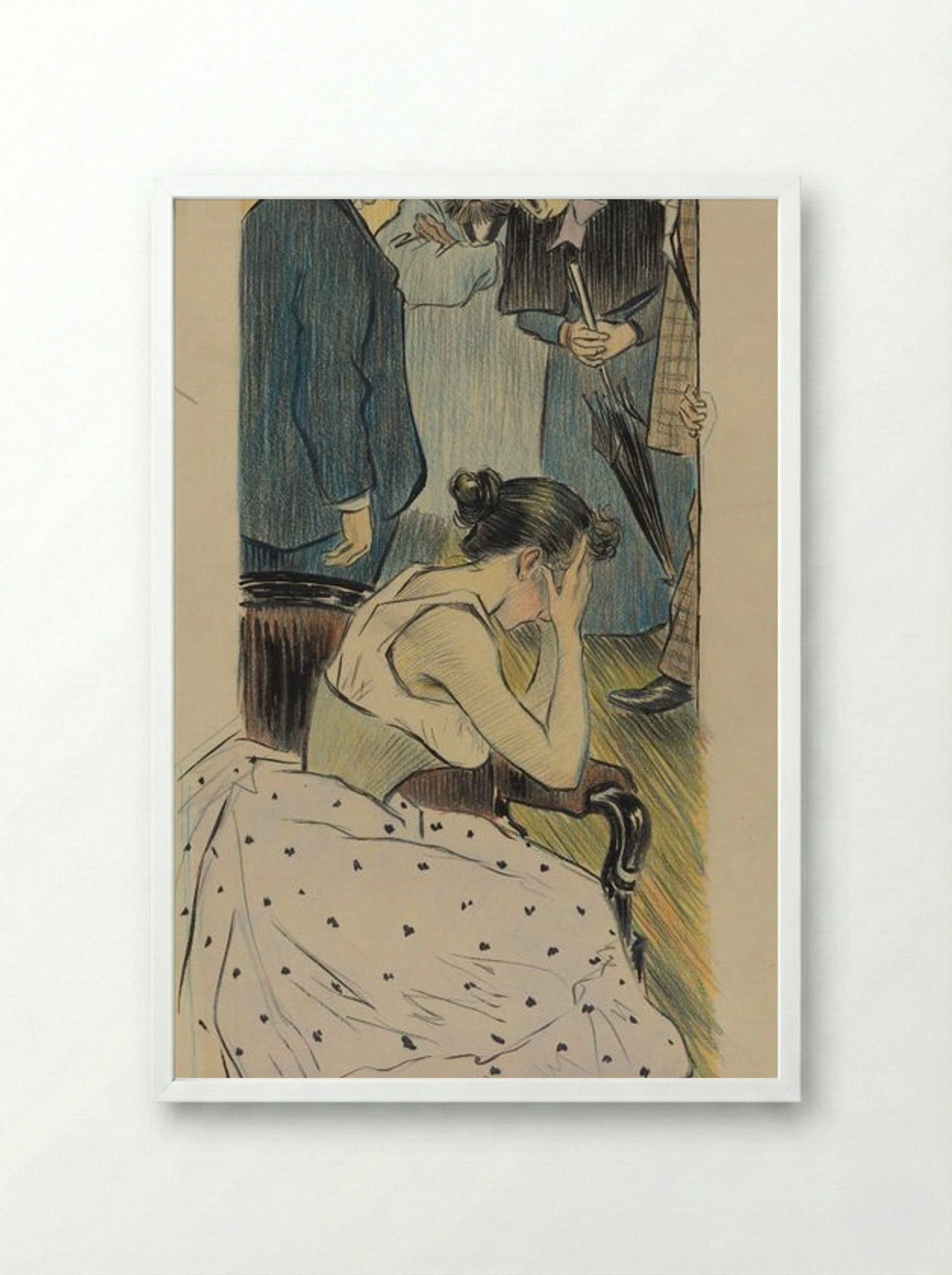 Sa famille (chanson) - Théophile Alexandre Steinlen - Framed Print White