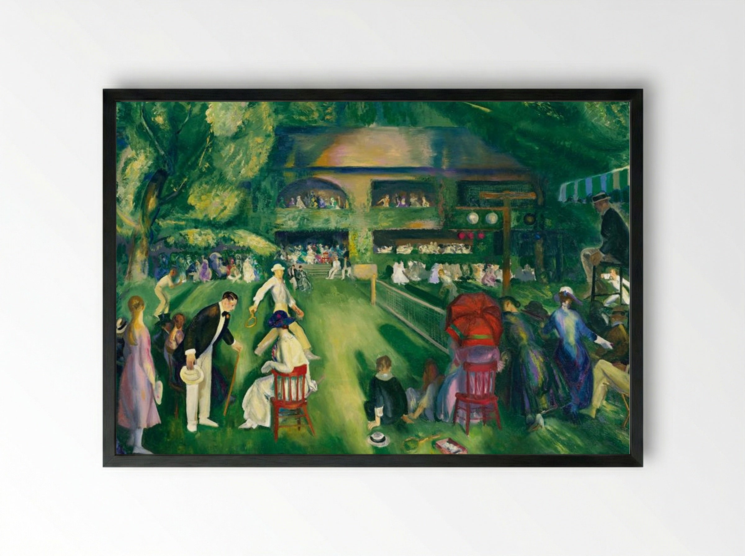 Tennis at Newport - George Bellows - Framed Print Black