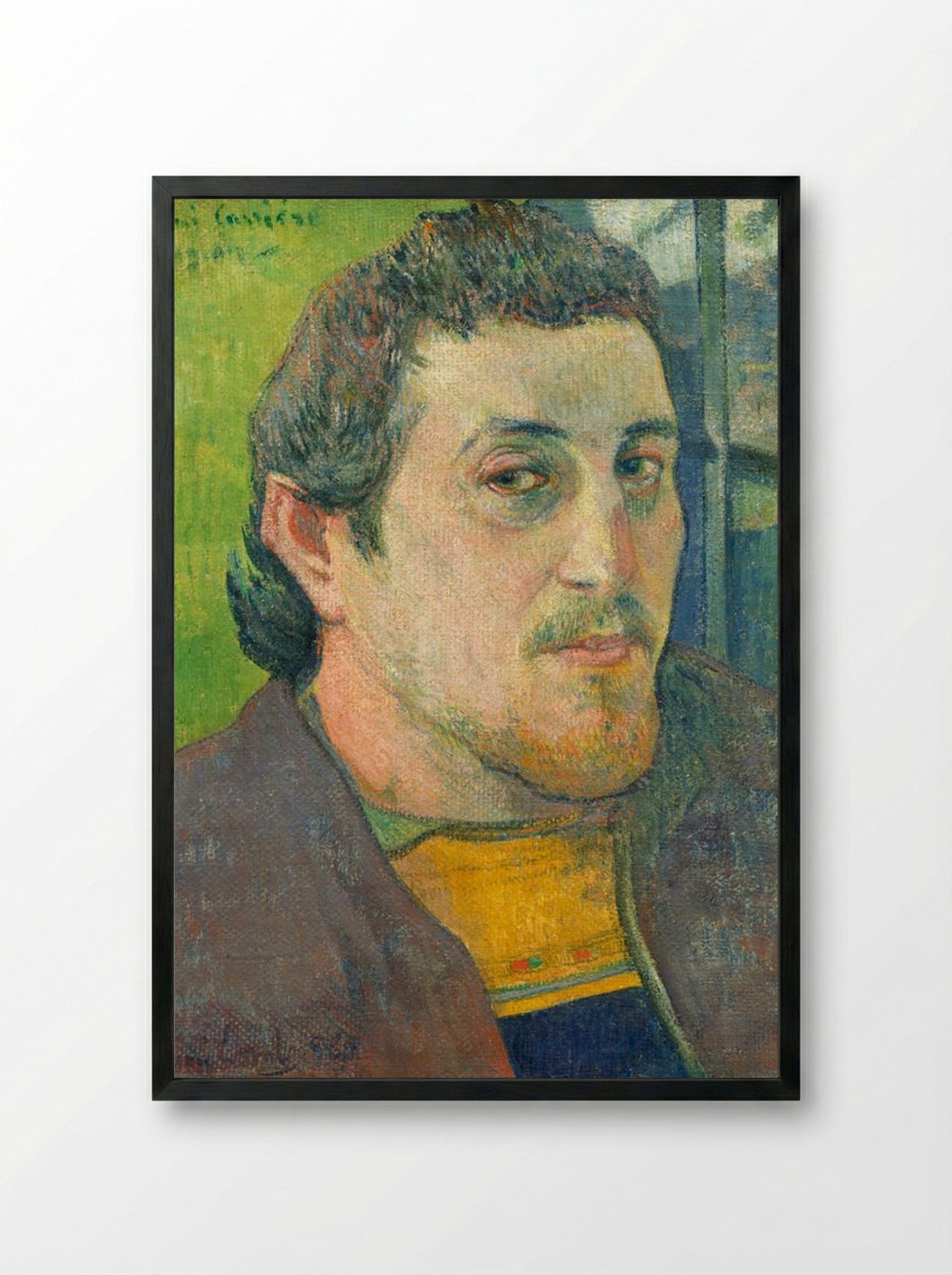 Self-Portrait Dedicated to Carrière - Paul Gauguin - Framed Print Black