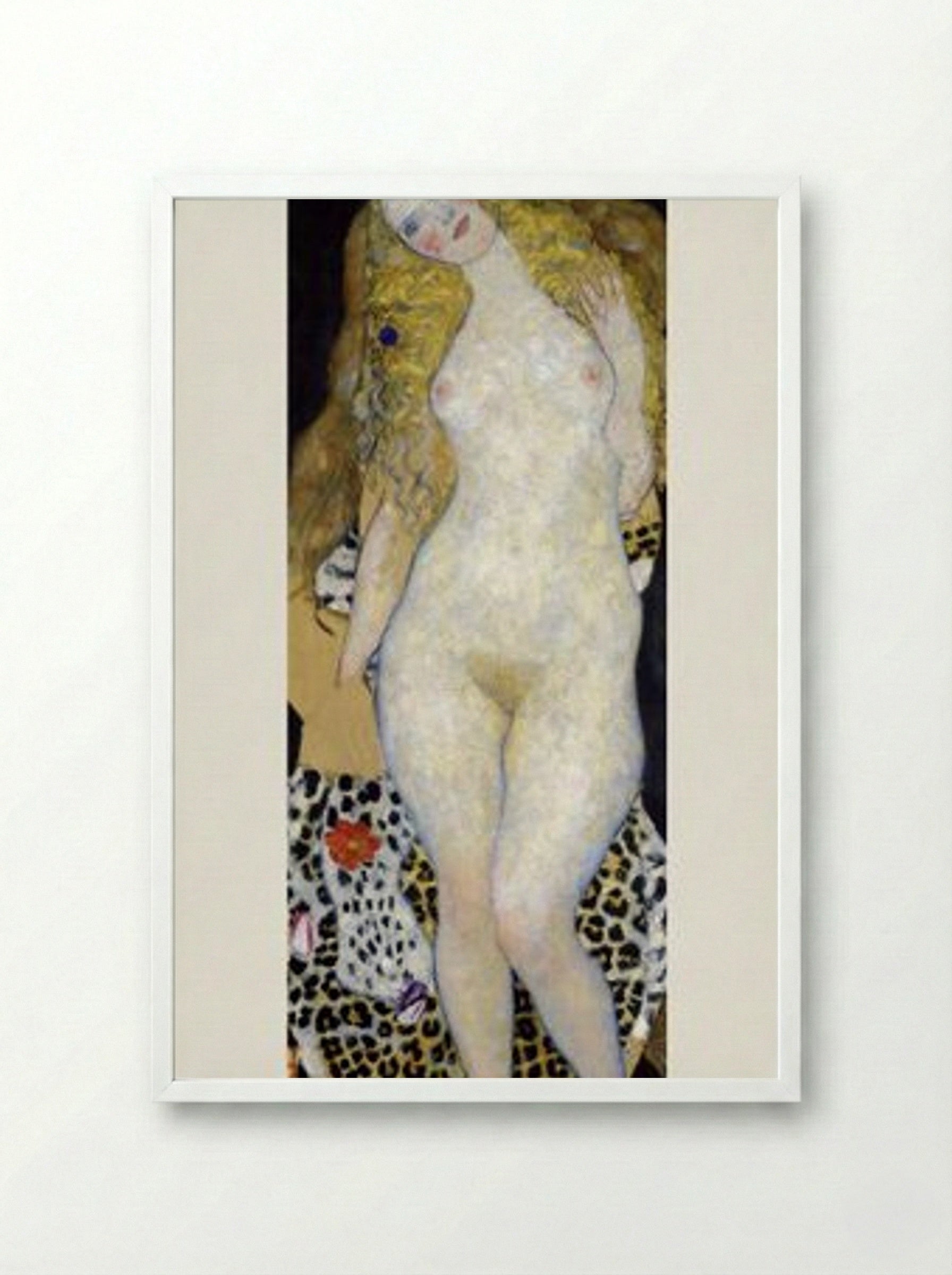 Adam and Eve - Gustav Klimt - Framed Print White