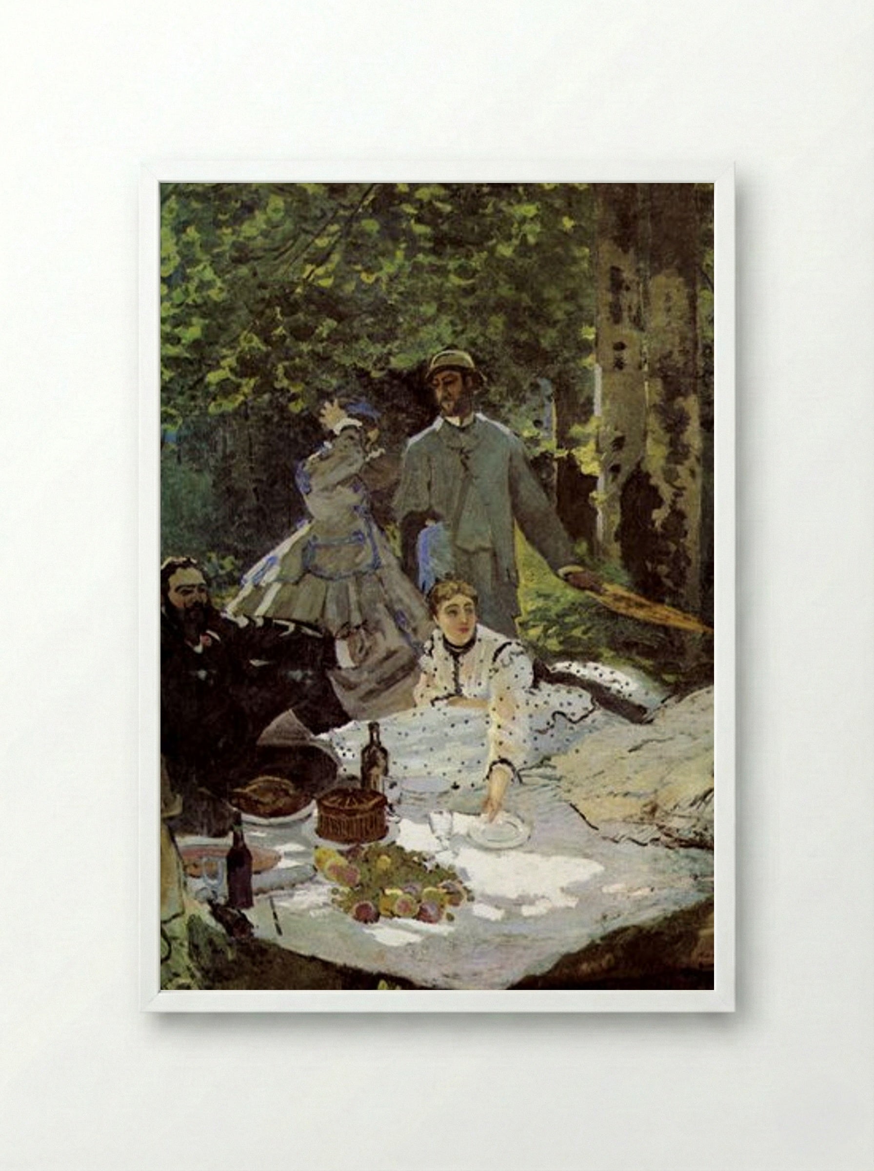 Le Déjeuner sur l'herbe - Claude Monet - Framed Print White
