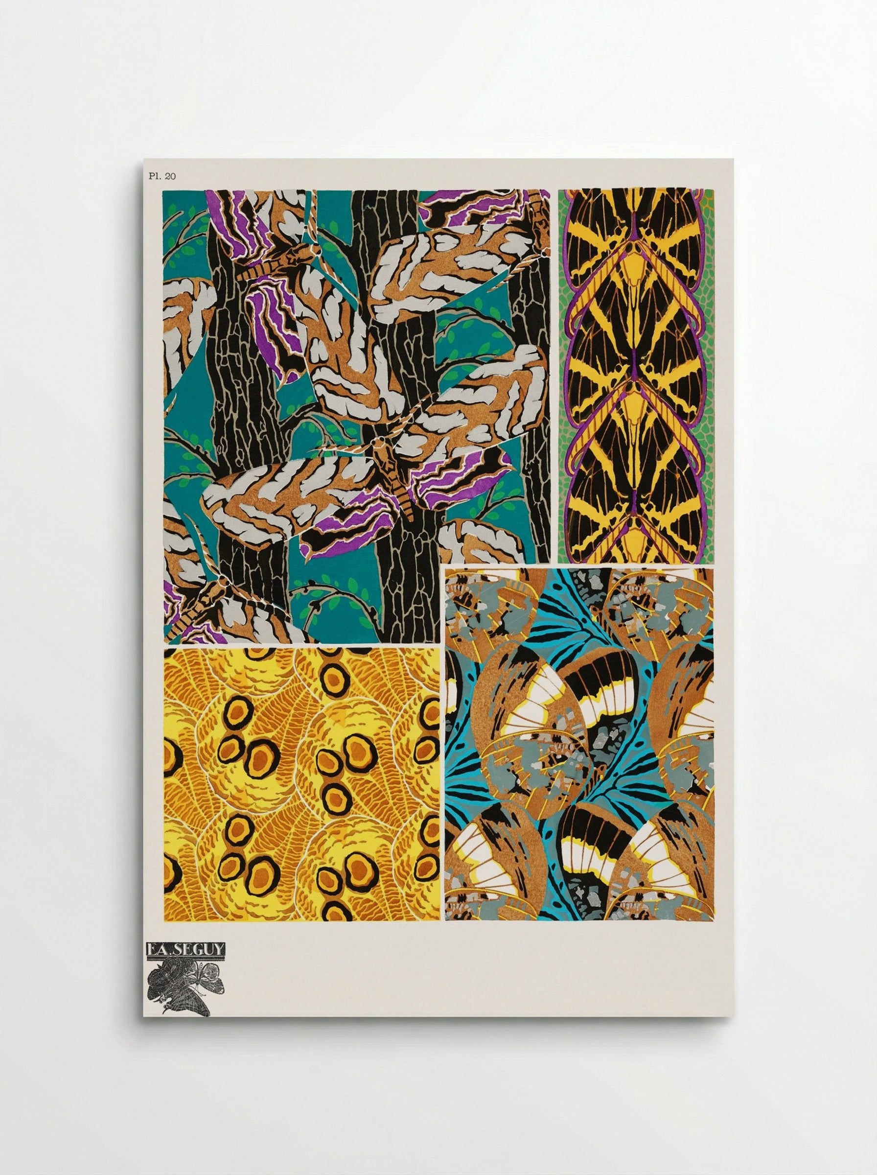 Butterflies Pattern Plate (from Papillons) - Émile-Allain Séguy - Poster