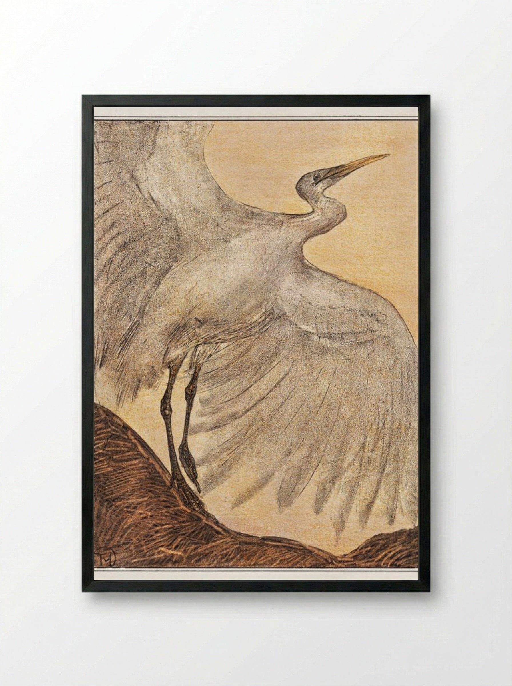 Zilverreiger (Heron) - Theo van Hoytema - Framed Print Black
