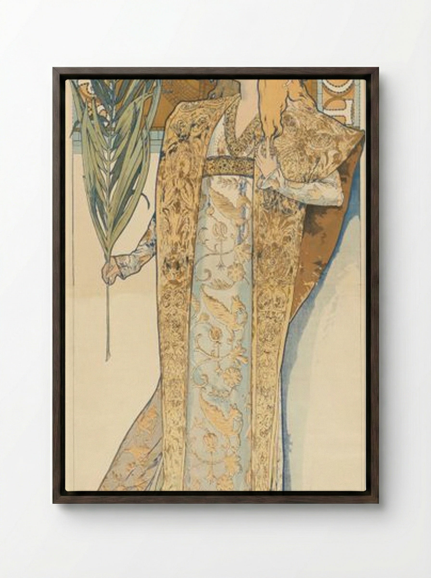 Gismonda - Alphonse Mucha - Framed Canvas Dark Wood