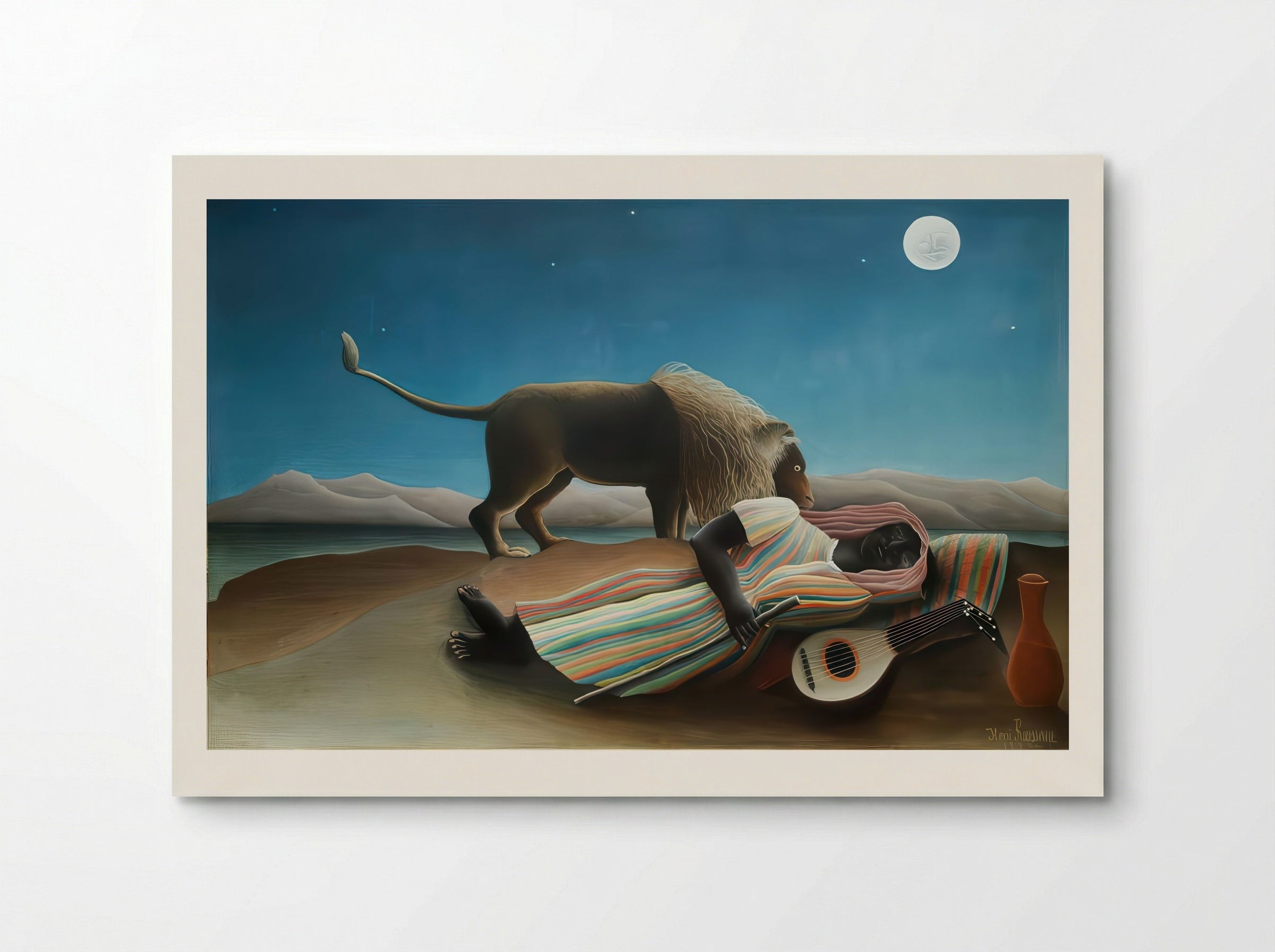 The Sleeping Gypsy by Henri Rousseau – Naïve Art Surreal Desert Scene Print - Poster