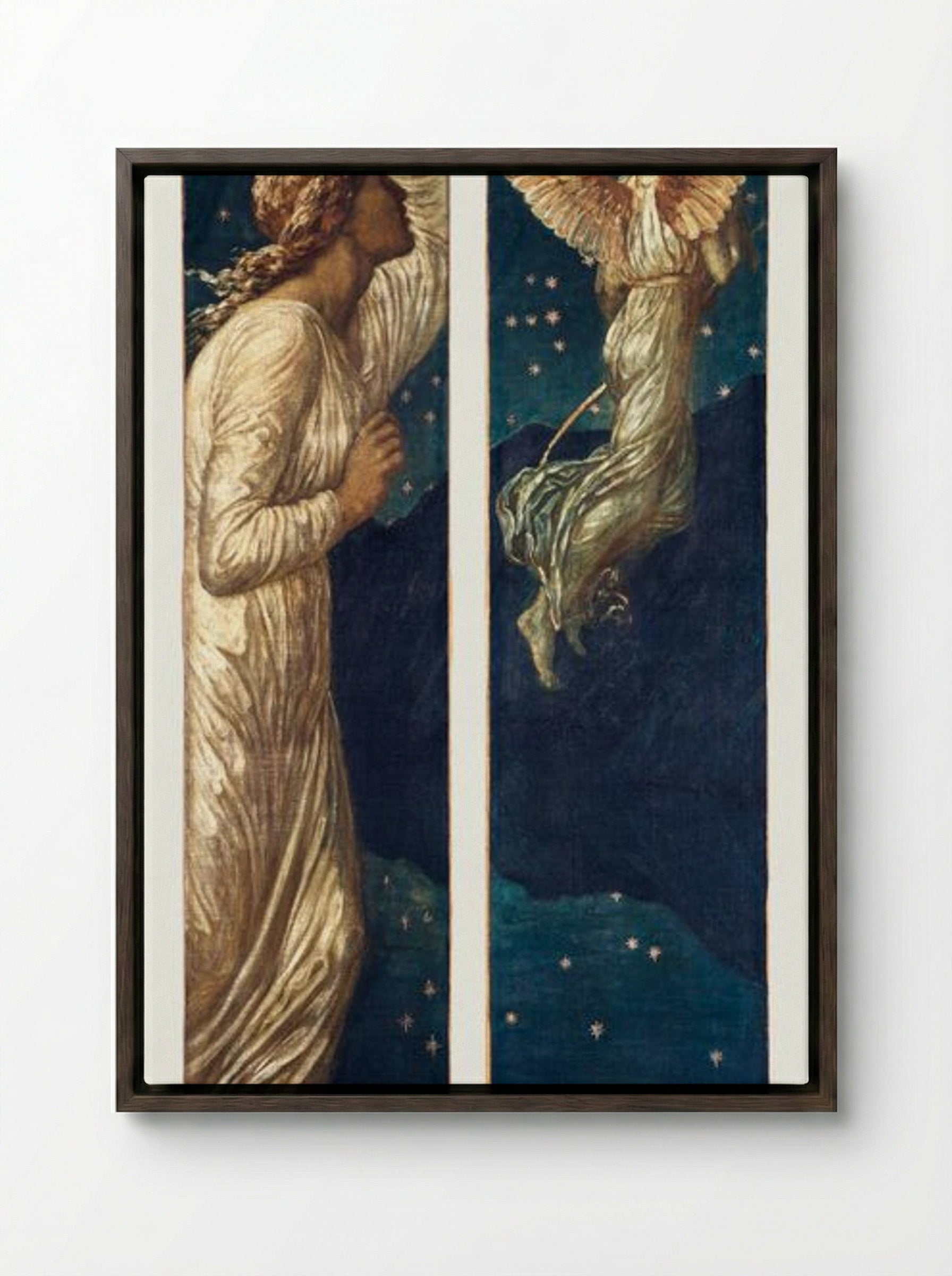 Cupid Flying Away from Psyche - Sir Edward Burne-Jones - Framed Canvas Dark Wood